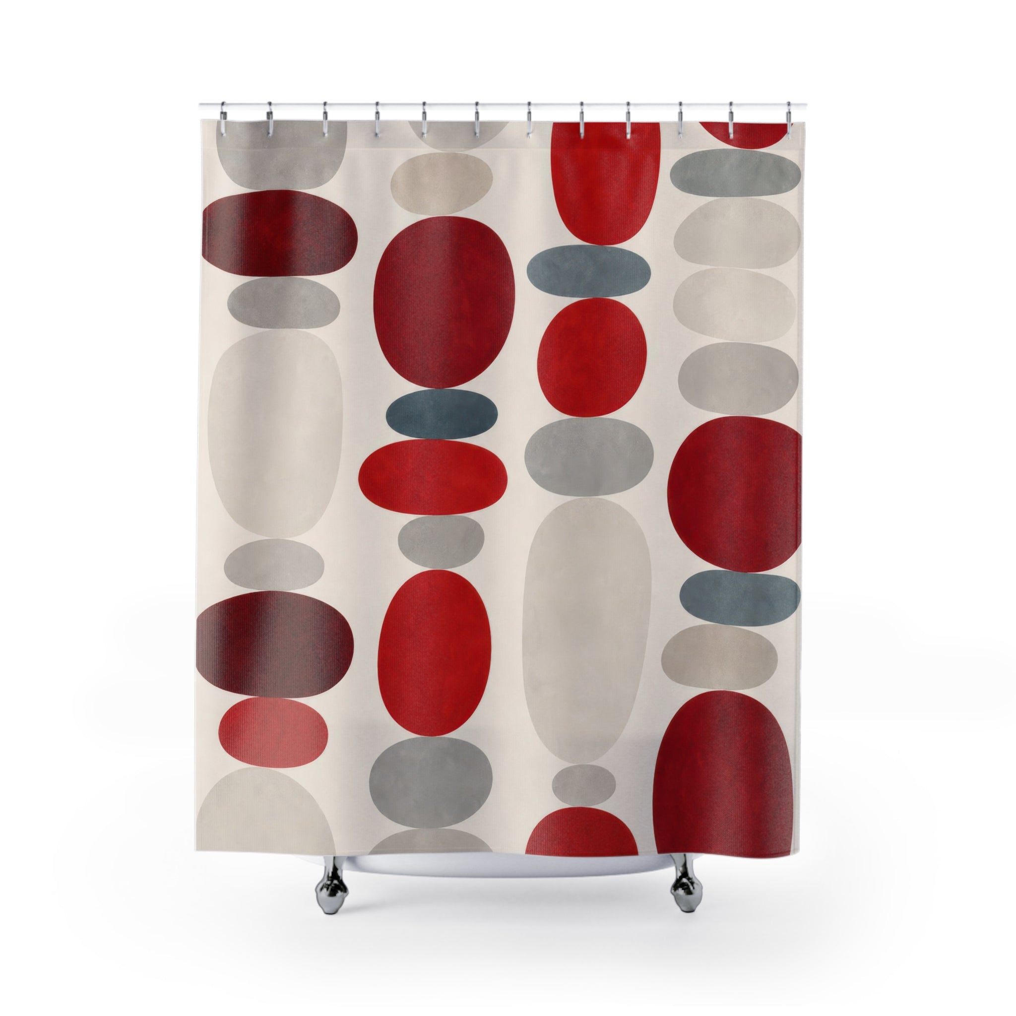 Red Gray Oval Modern Shower Curtain