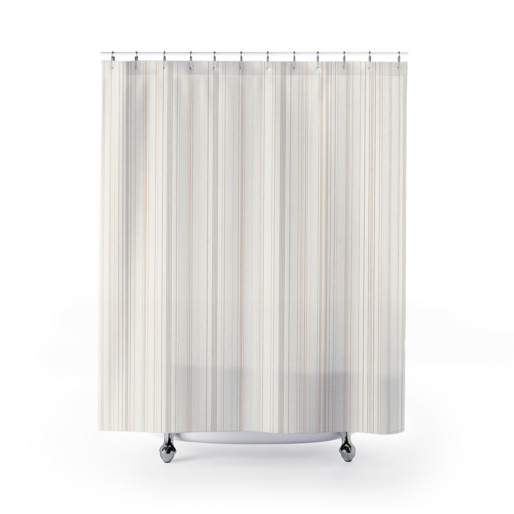 Dense Cream Beige Pinstripe Shower Curtain