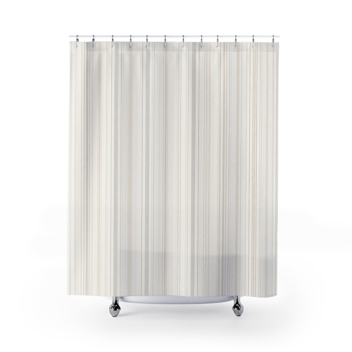 Dense Cream Beige Pinstripe Shower Curtain