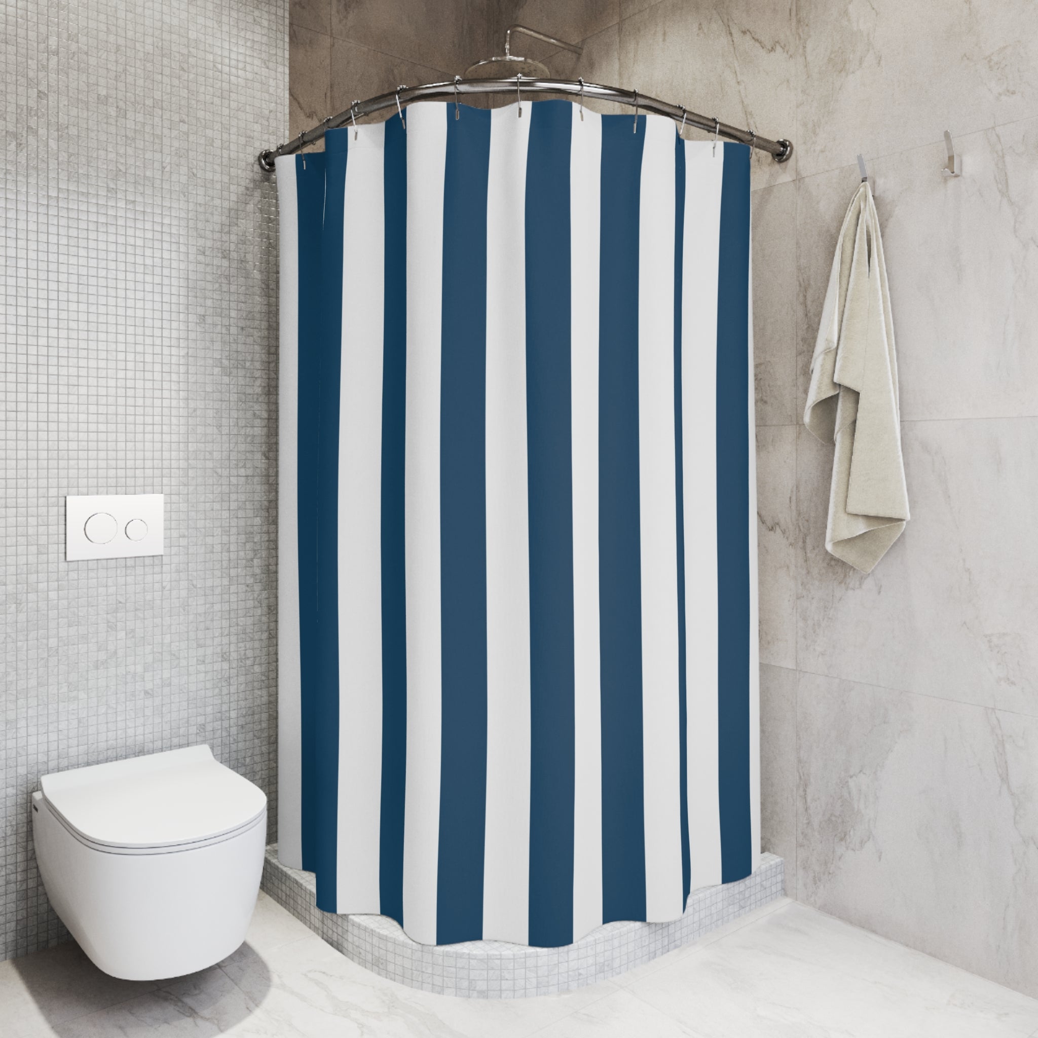 Navy Cabana Stripe Shower Curtain