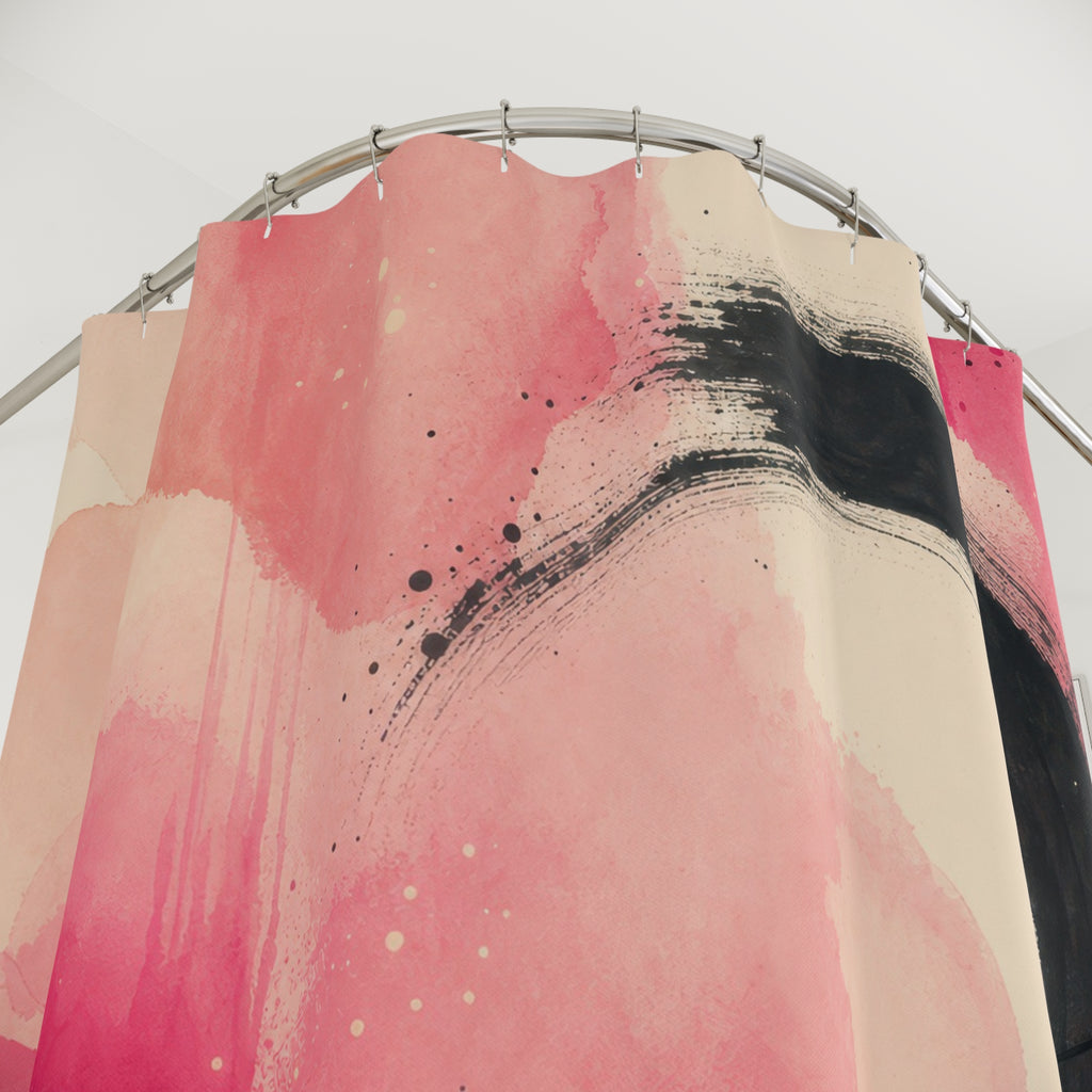 Hot Pink Watercolor Floral Shower Curtain