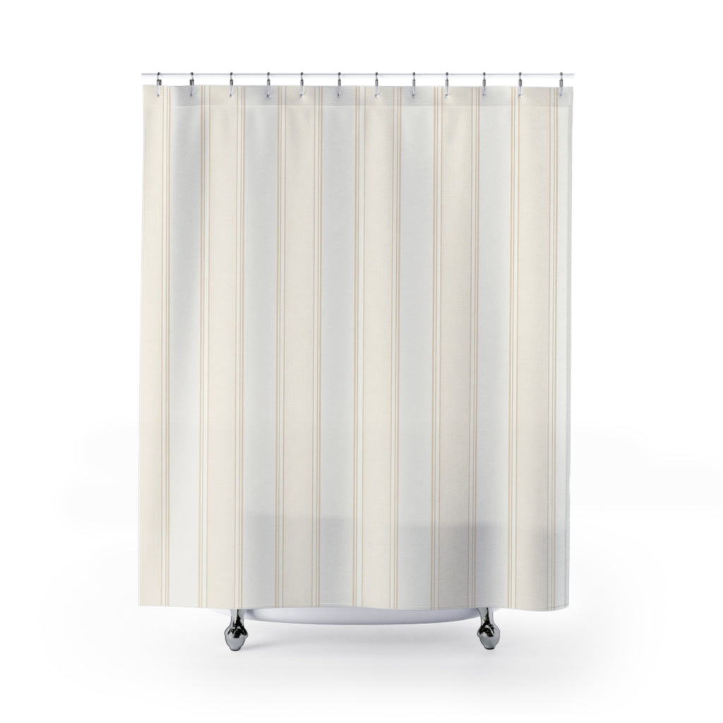 Ivory Cream Pale Beige Stripe Shower Curtain