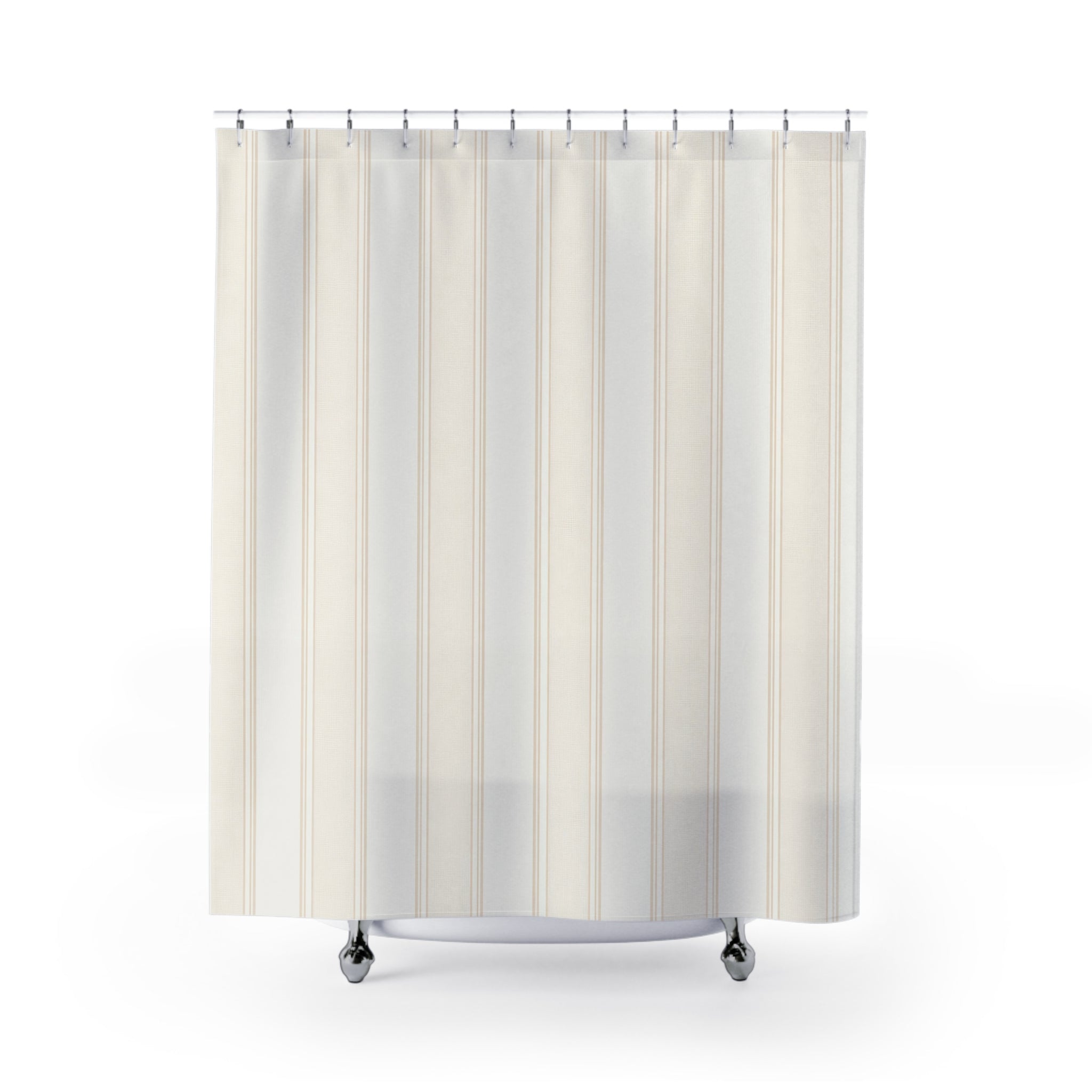 Ivory Cream Pale Beige Stripe Shower Curtain
