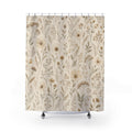 Beige Meadow Botanical Shower Curtain