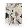 White birch bark arches in ivory and taupe shower curtain with full front view