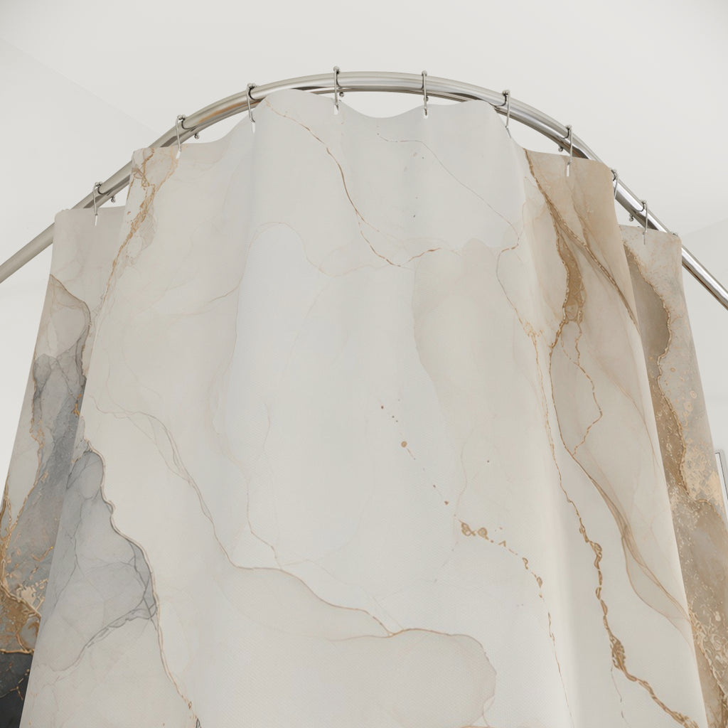 Gray Beige Abstract Stone Shower Curtain