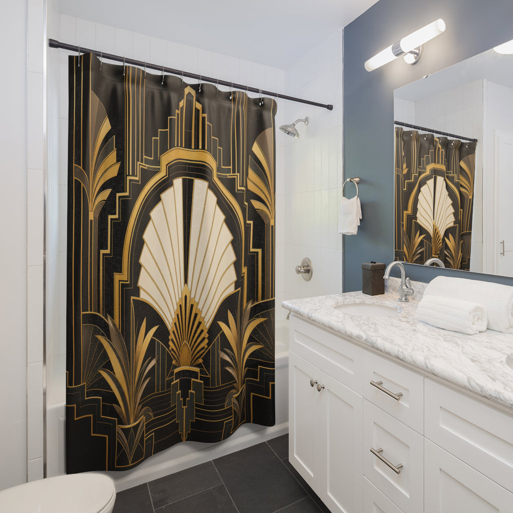 Obsidian Art Deco Shower Curtain
