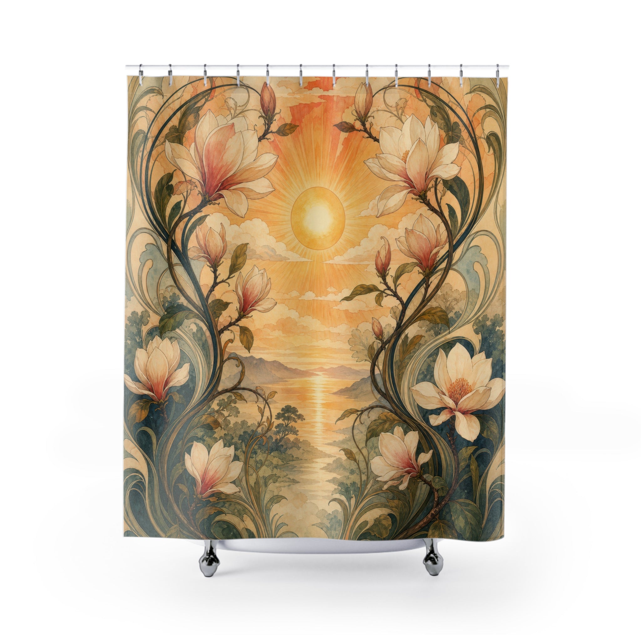 Art Nouveau Magnolia Sunrise Shower Curtain