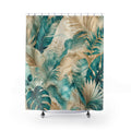 Turquoise Beige Shower Curtain: Teal Botanical