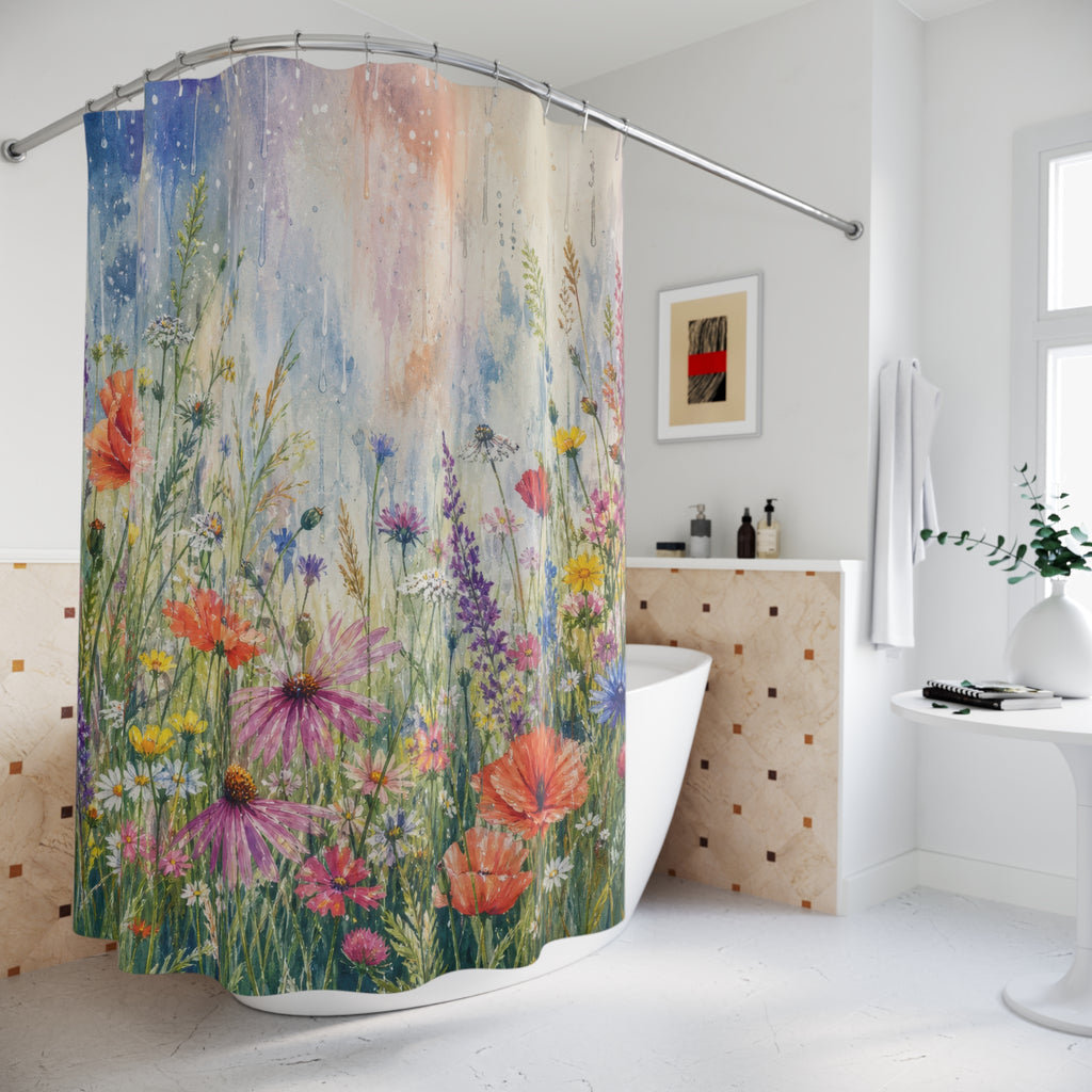 Wildflower Rain Meadow Shower Curtain