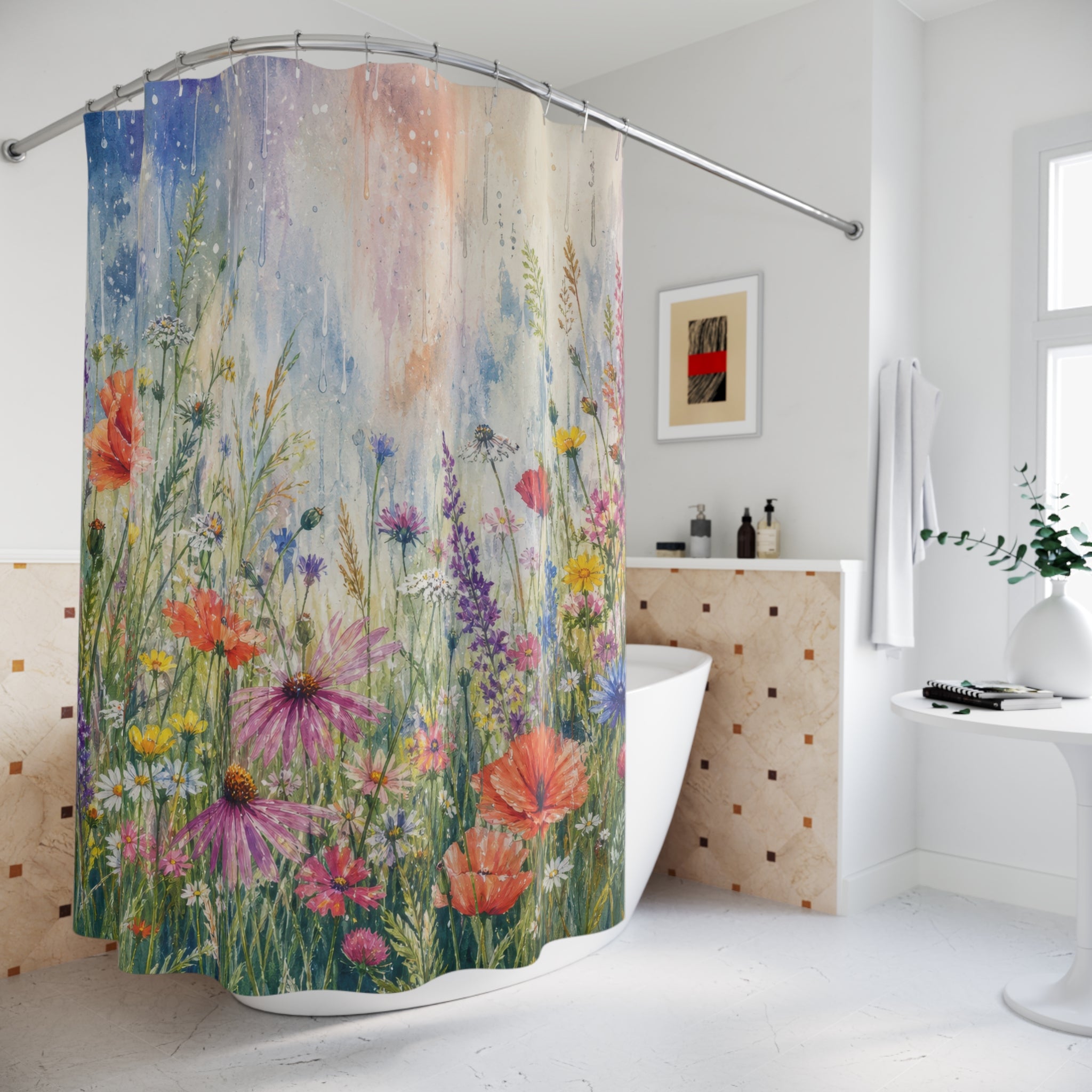 Wildflower Rain Meadow Shower Curtain