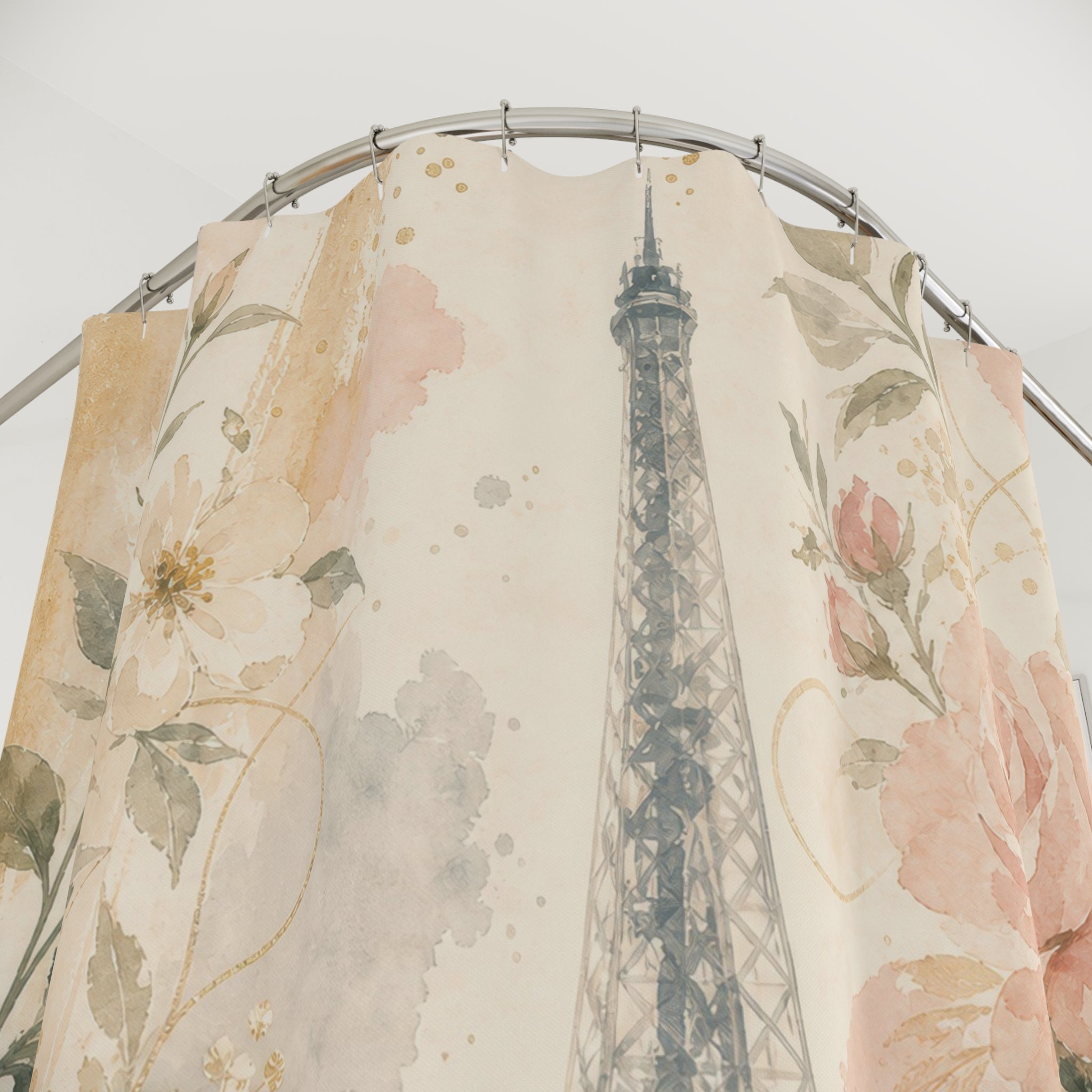French Watercolor Floral Paris Shower Curtain