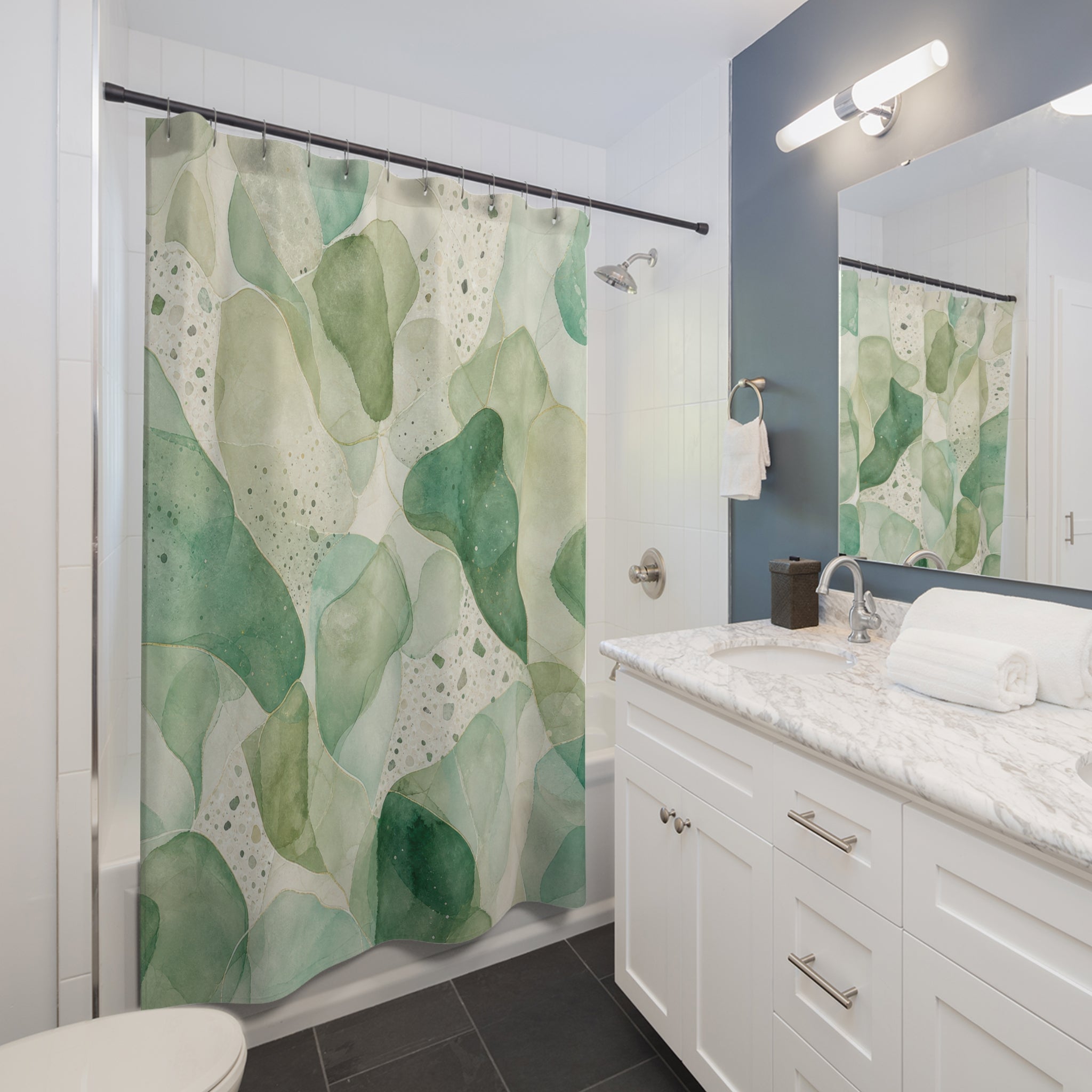 Watercolor Leaf Abstract Shower Curtain