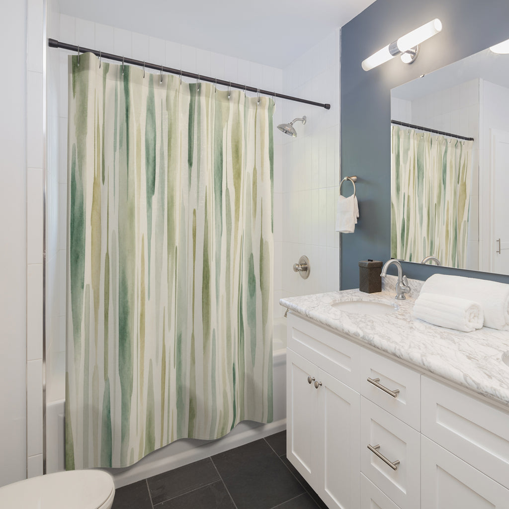 Jade Vertical Stroke Shower Curtain