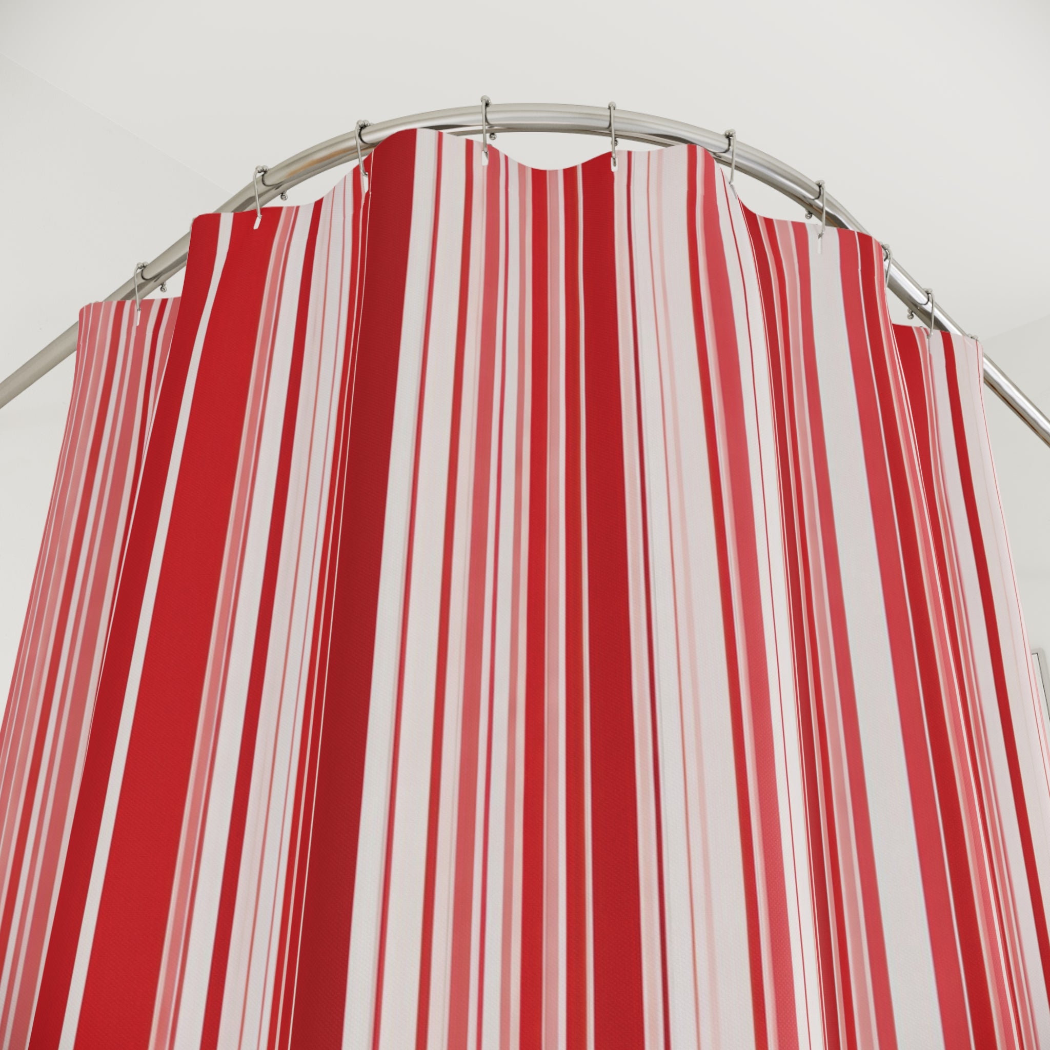 Red and White Striped Shower Curtain: Modern Vertical Stripe
