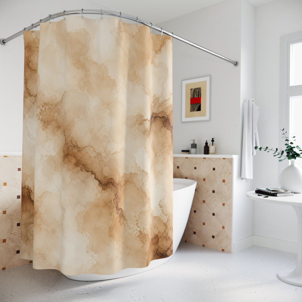 Beige Cream Cloudy Stone Shower Curtain