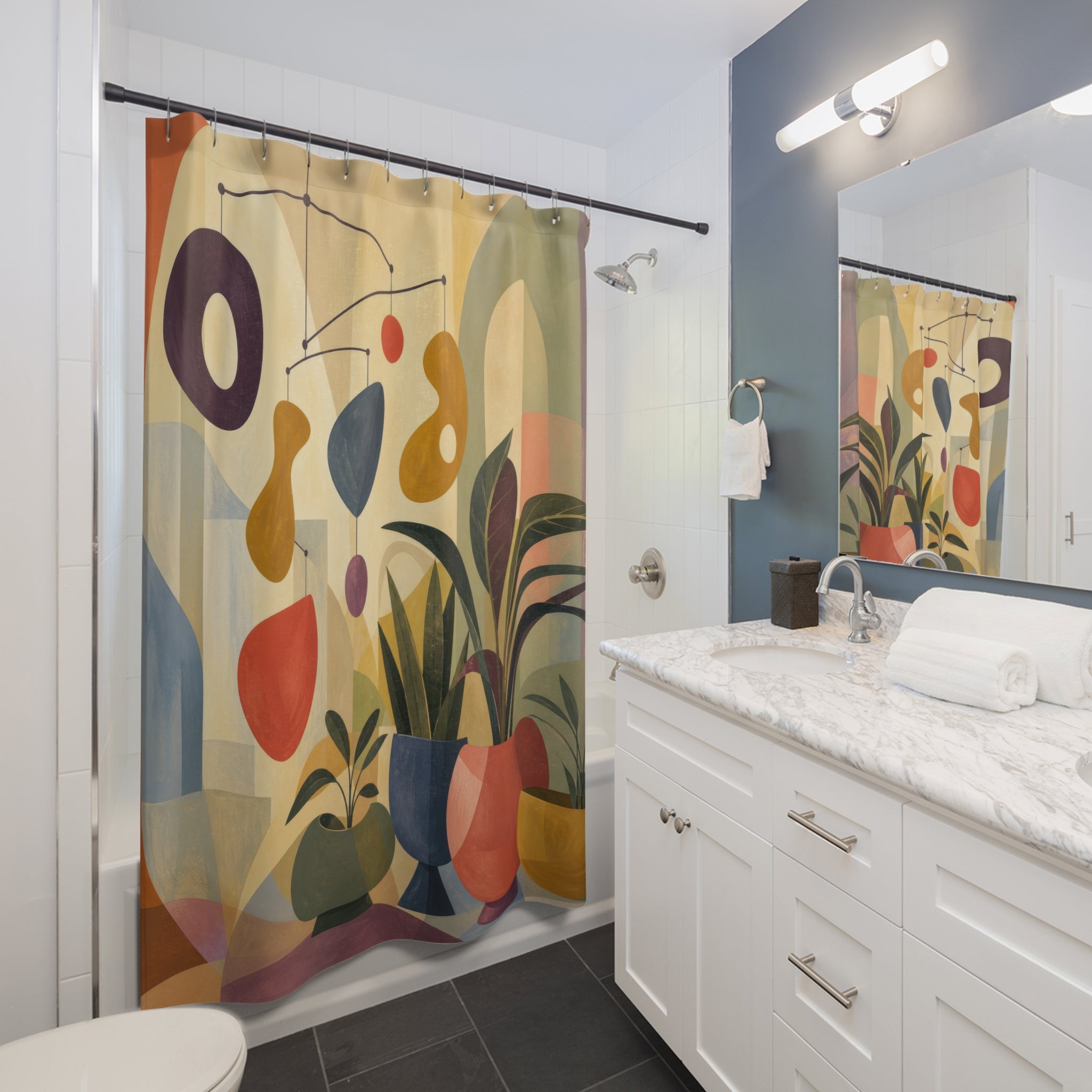 Hanging Mobile Mid Century Style Shower Curtain