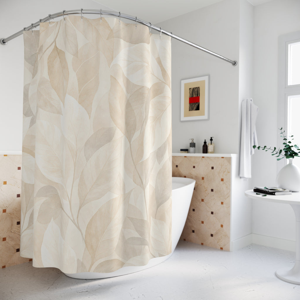 Large Cream Leaf Shower Curtain