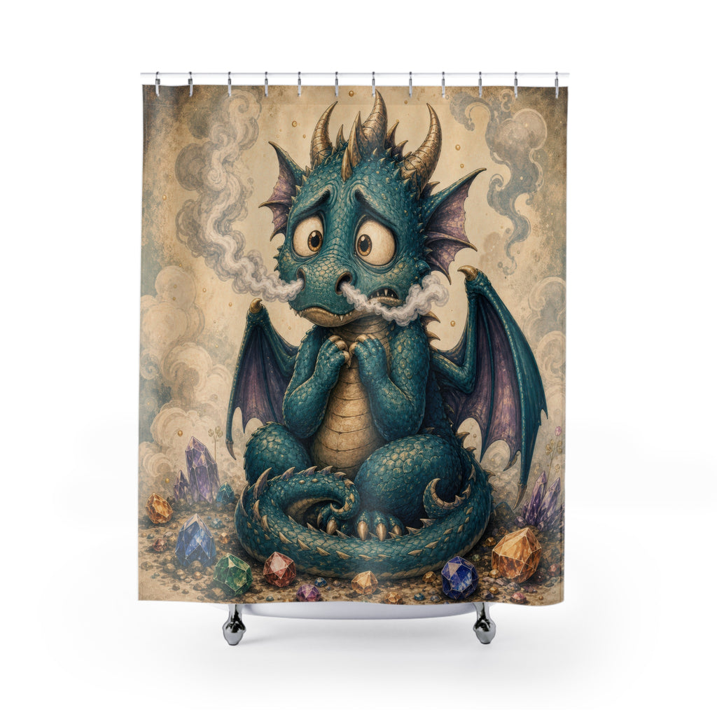 Cute Blue Baby Unique Funny Dragon Shower Curtain