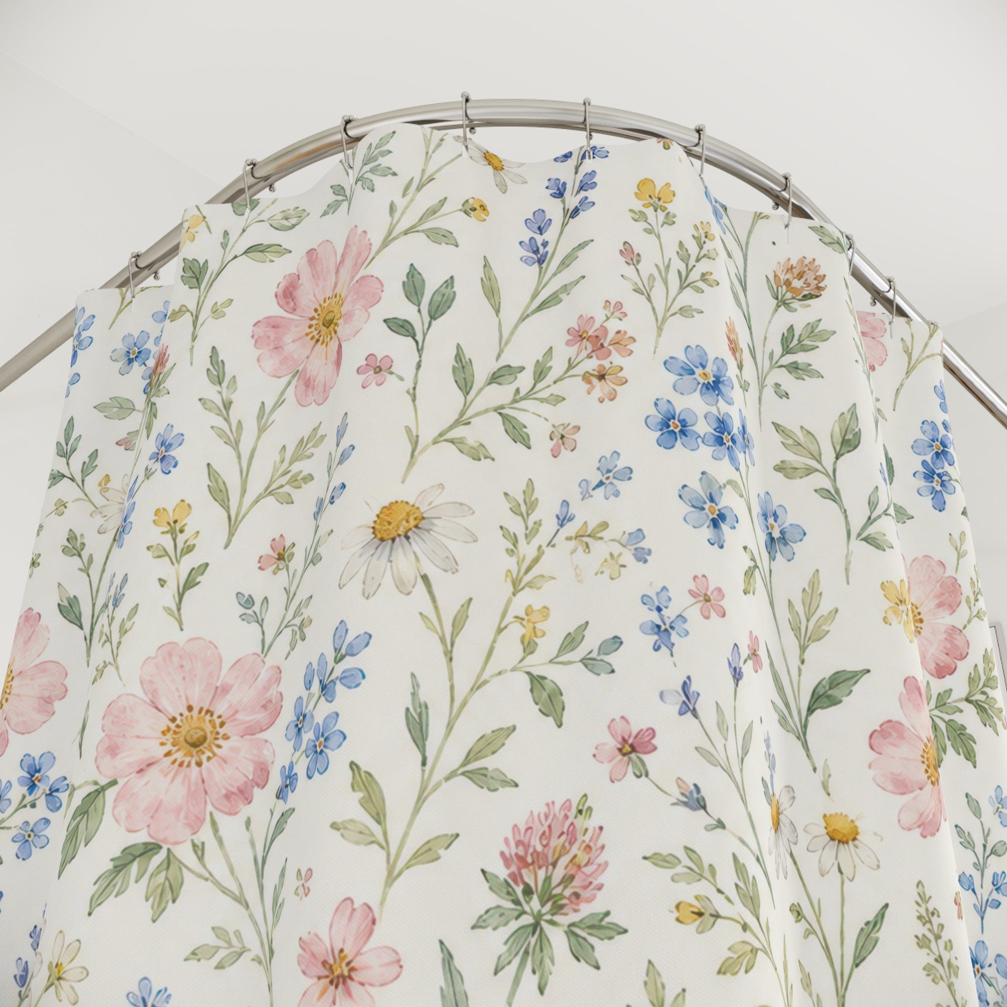 Pastel Wildflower Watercolor Shower Curtain