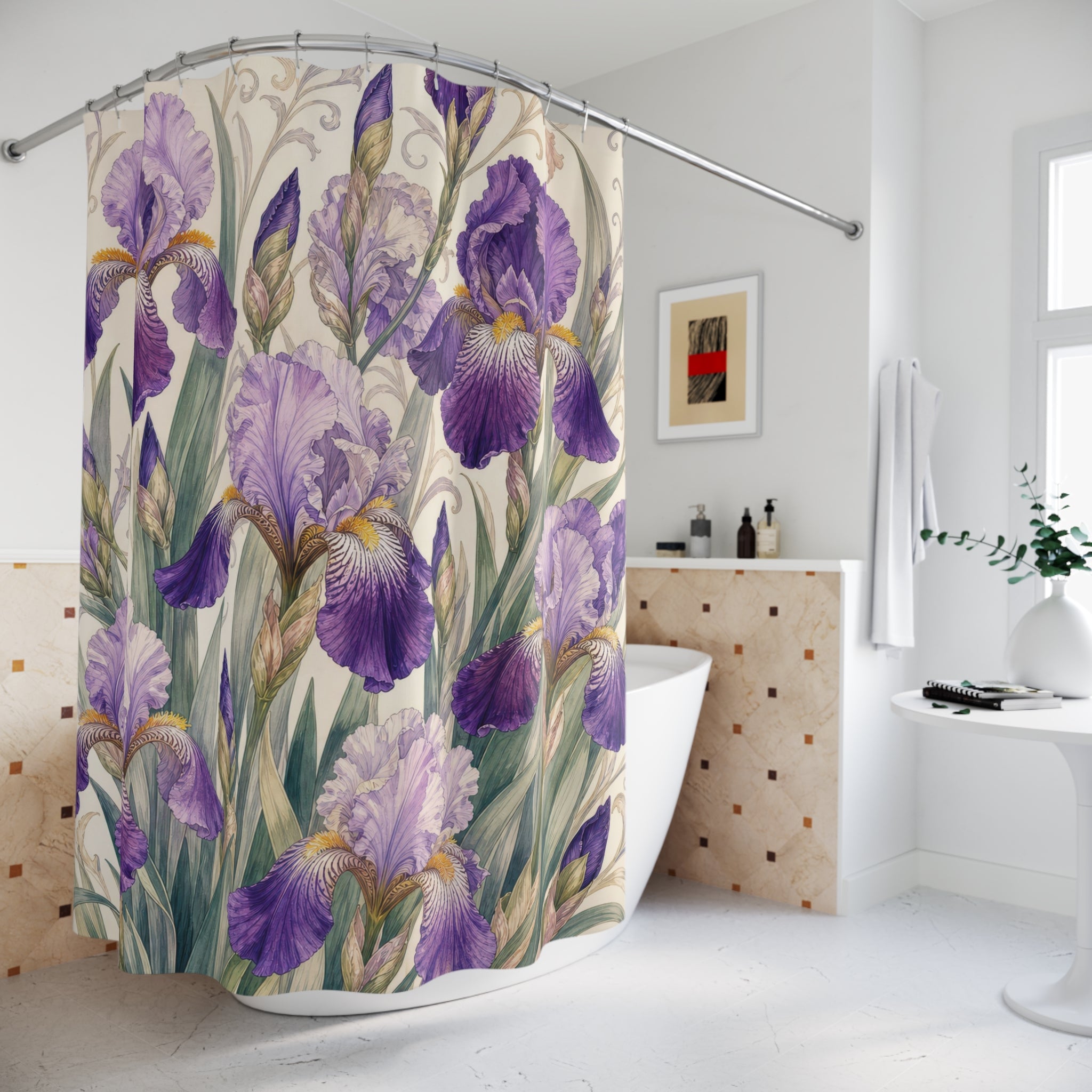 Purple Floral Botanical Shower Curtain