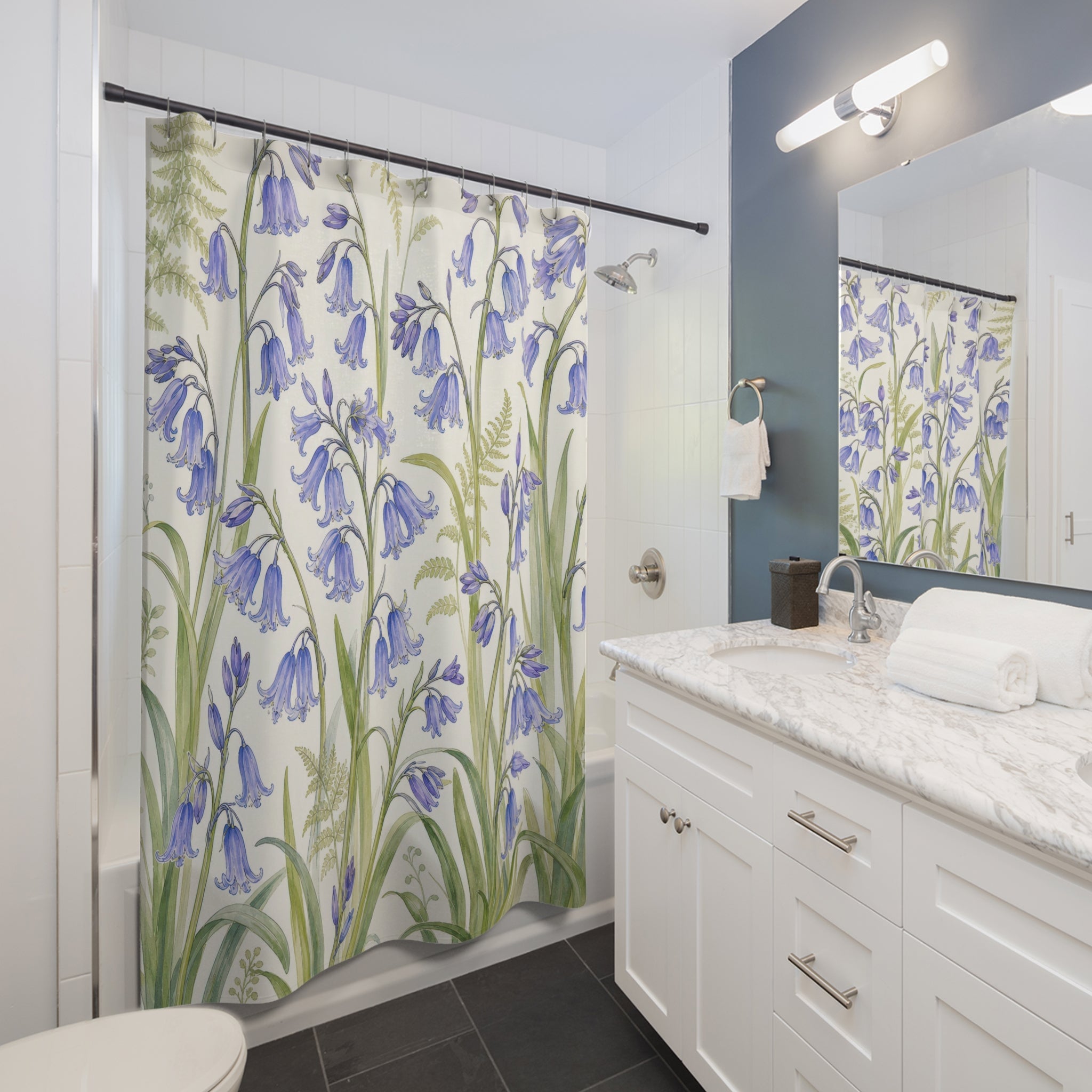 Bluebell Wildflower Botanical Shower Curtain