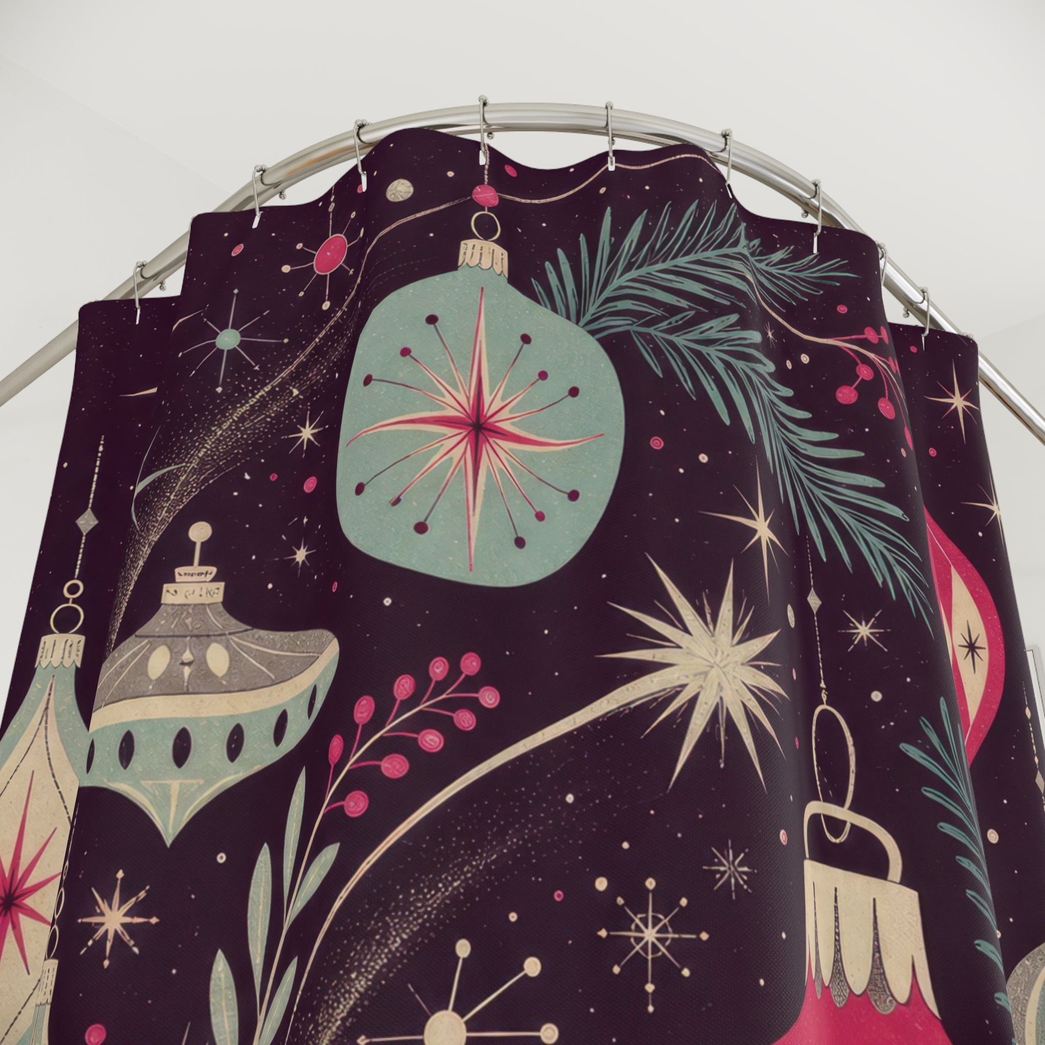 Retro Ornament Mid Century Modern Shower Curtain