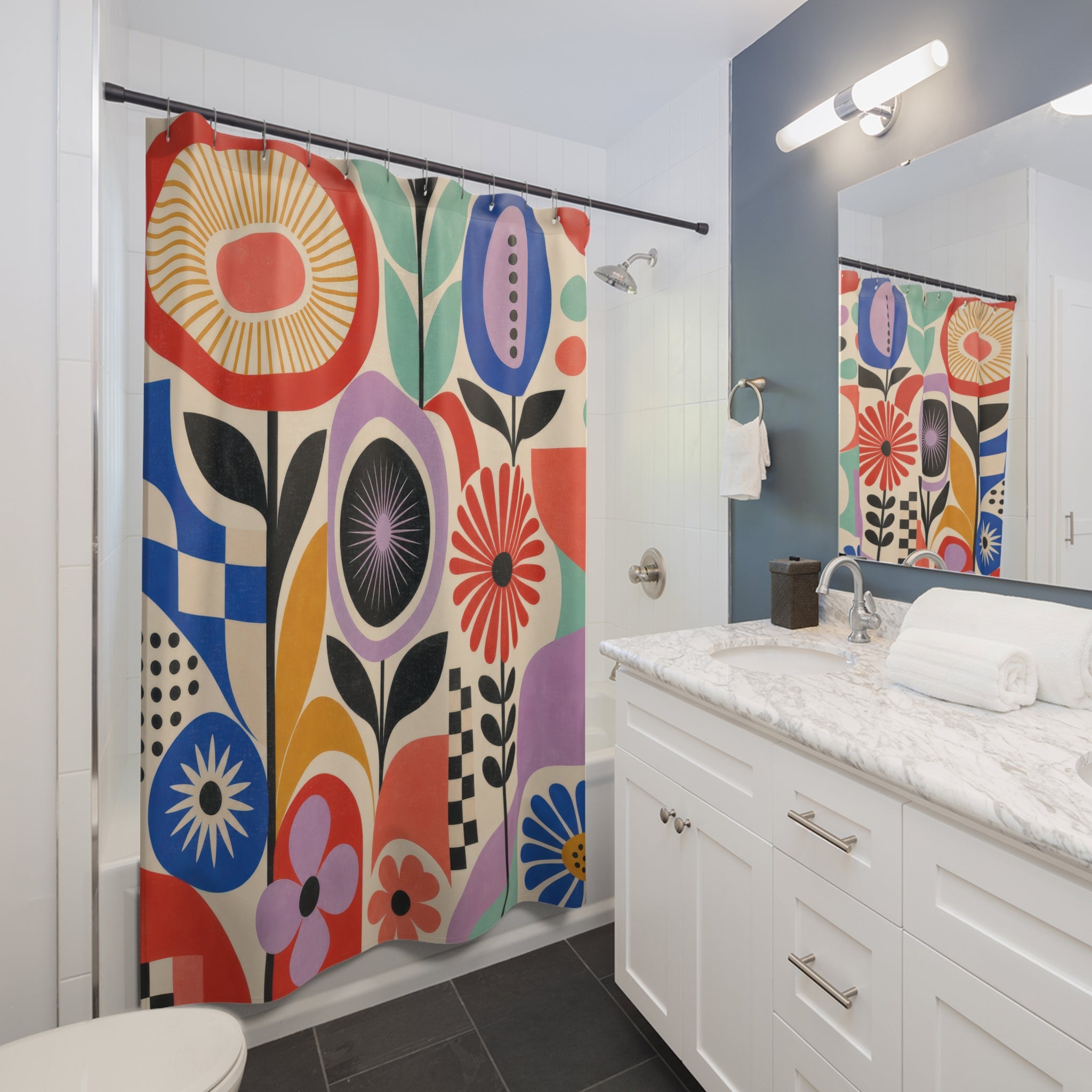 Colorful Folk Floral Shower Curtain
