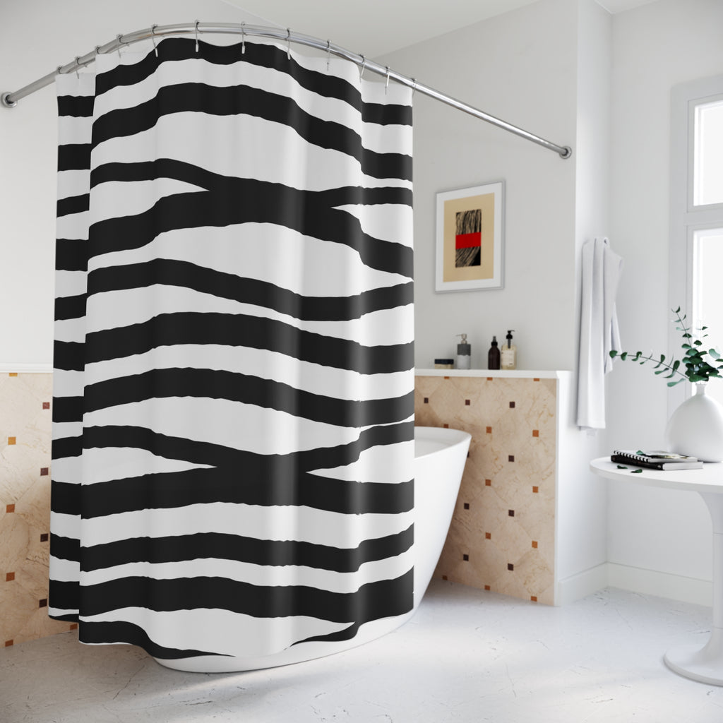 Zebra Print Shower Curtain: Black White Safari
