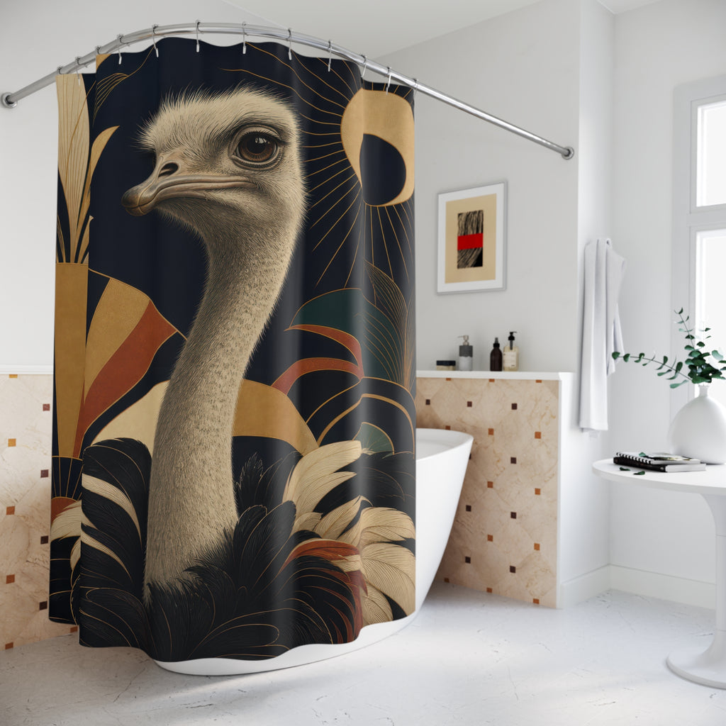 Art Deco Ostrich Portrait Shower Curtain