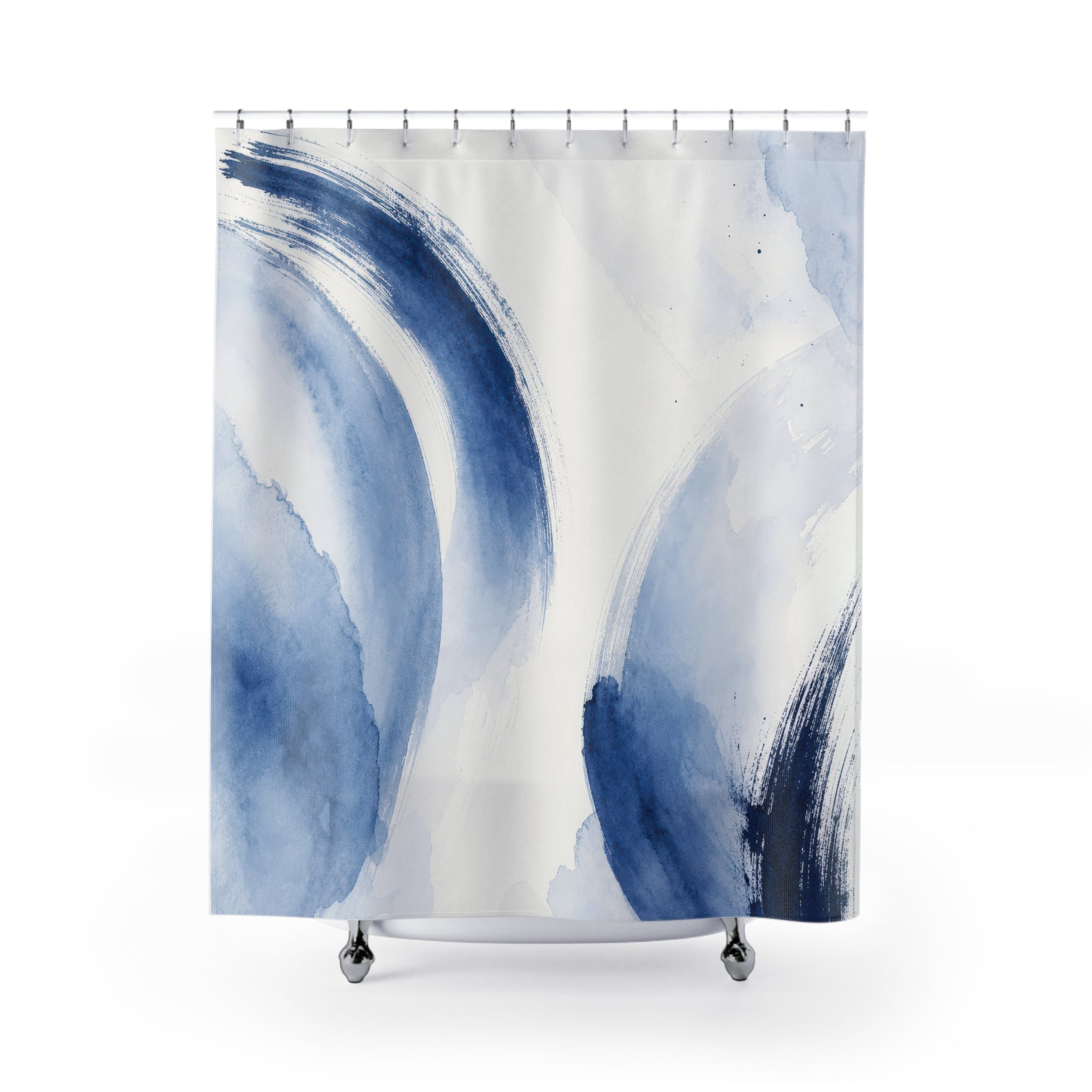 Blue Abstract Brush Shower Curtain