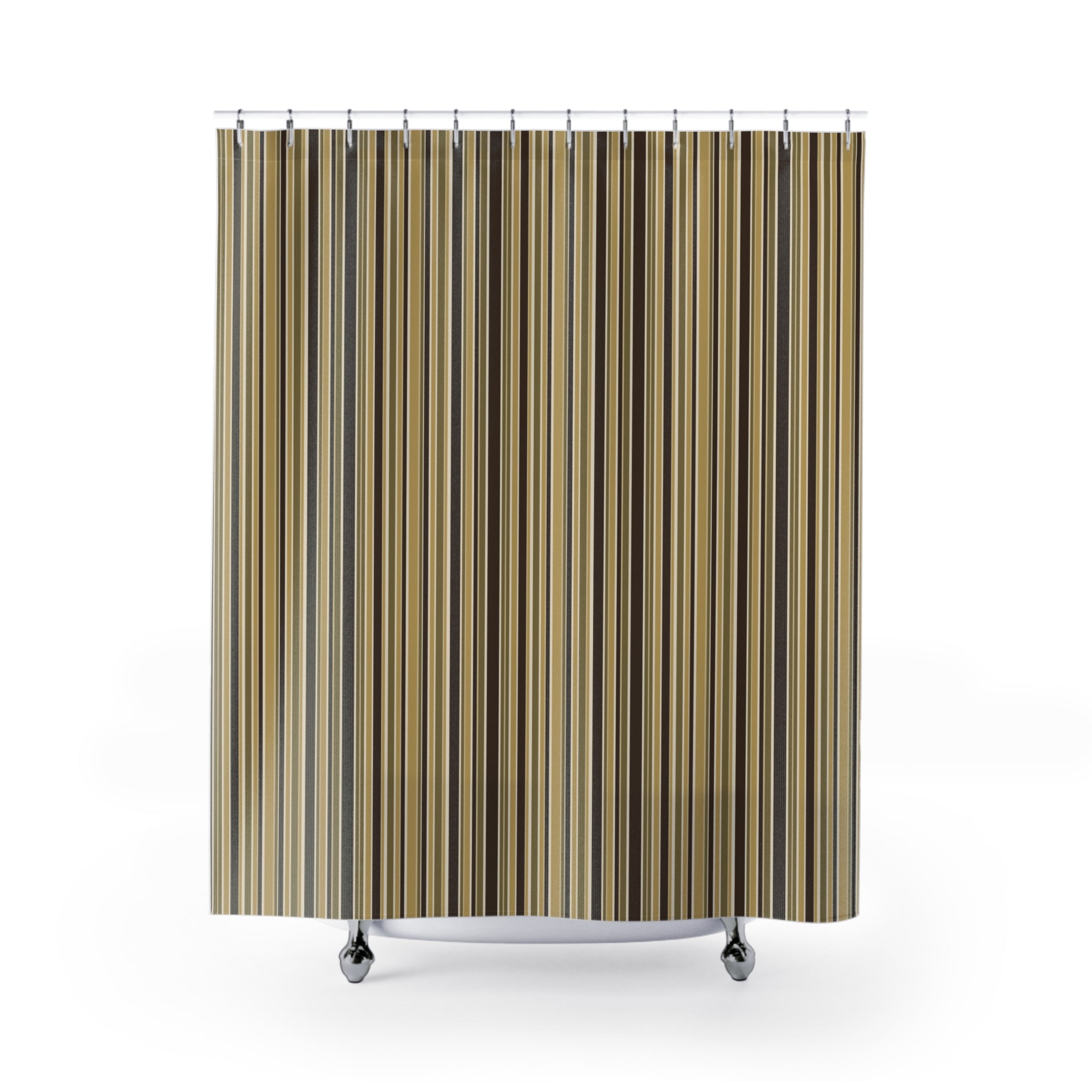 Brown Multi Stripe Shower Curtain — Earth Tones