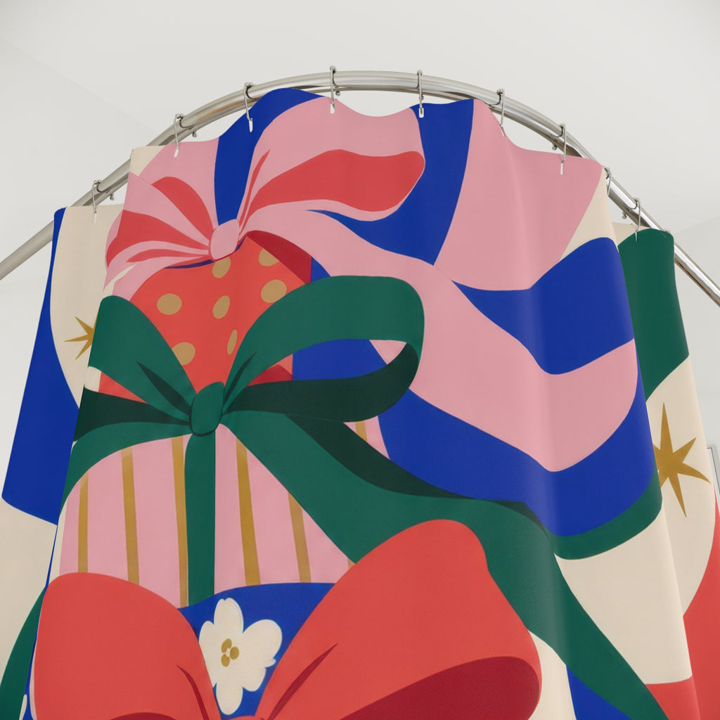 Colorful Gift Bow Cascade Shower Curtain