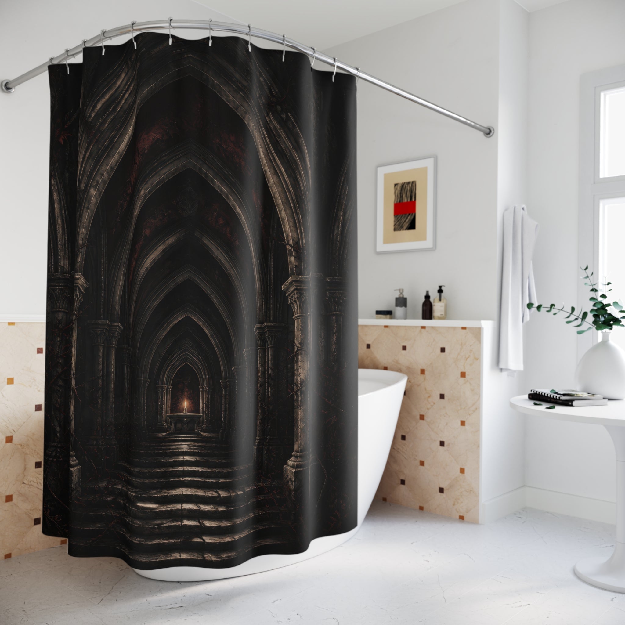Dark Gothic Crypt Shower Curtain