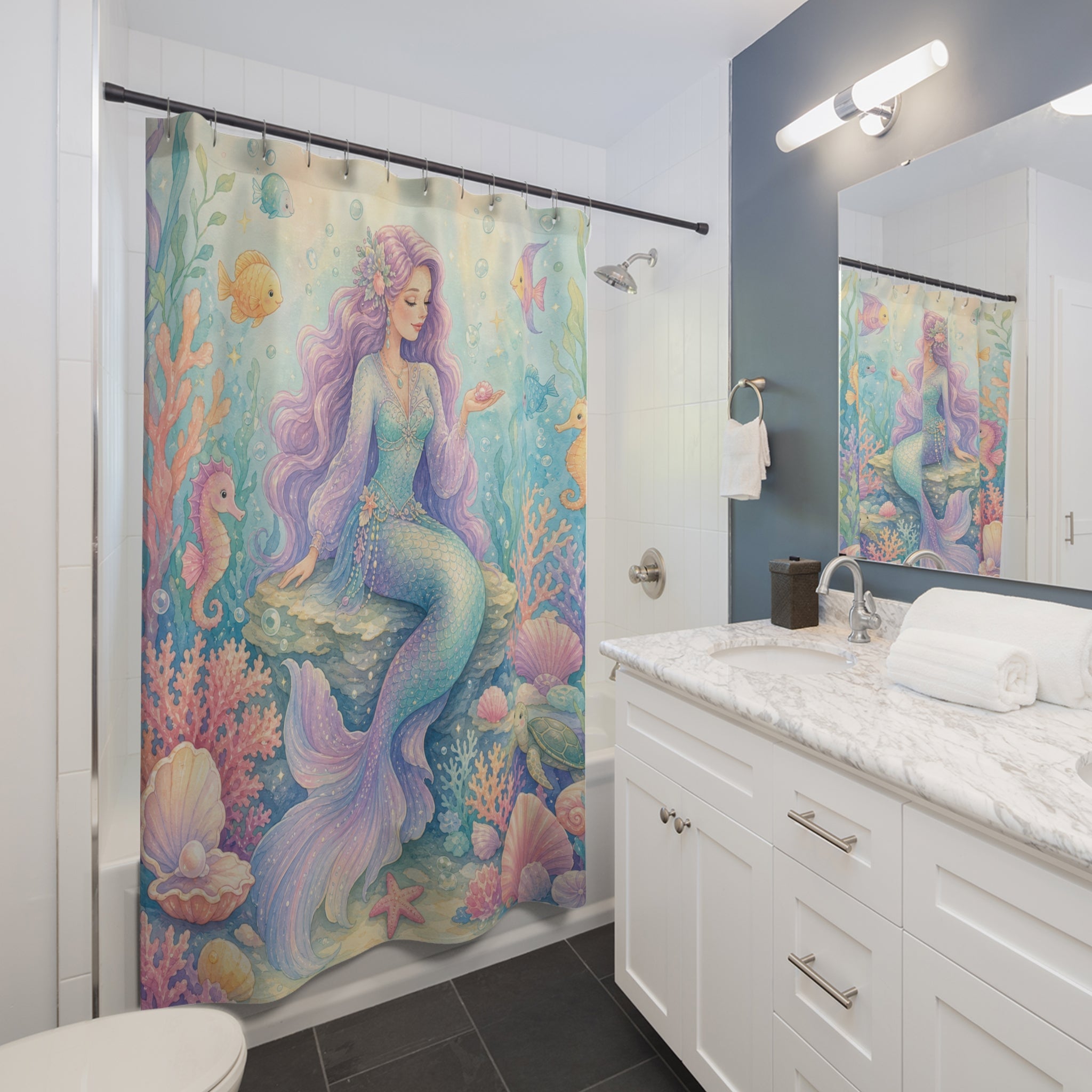 Pastel Shell Garden Shower Curtain