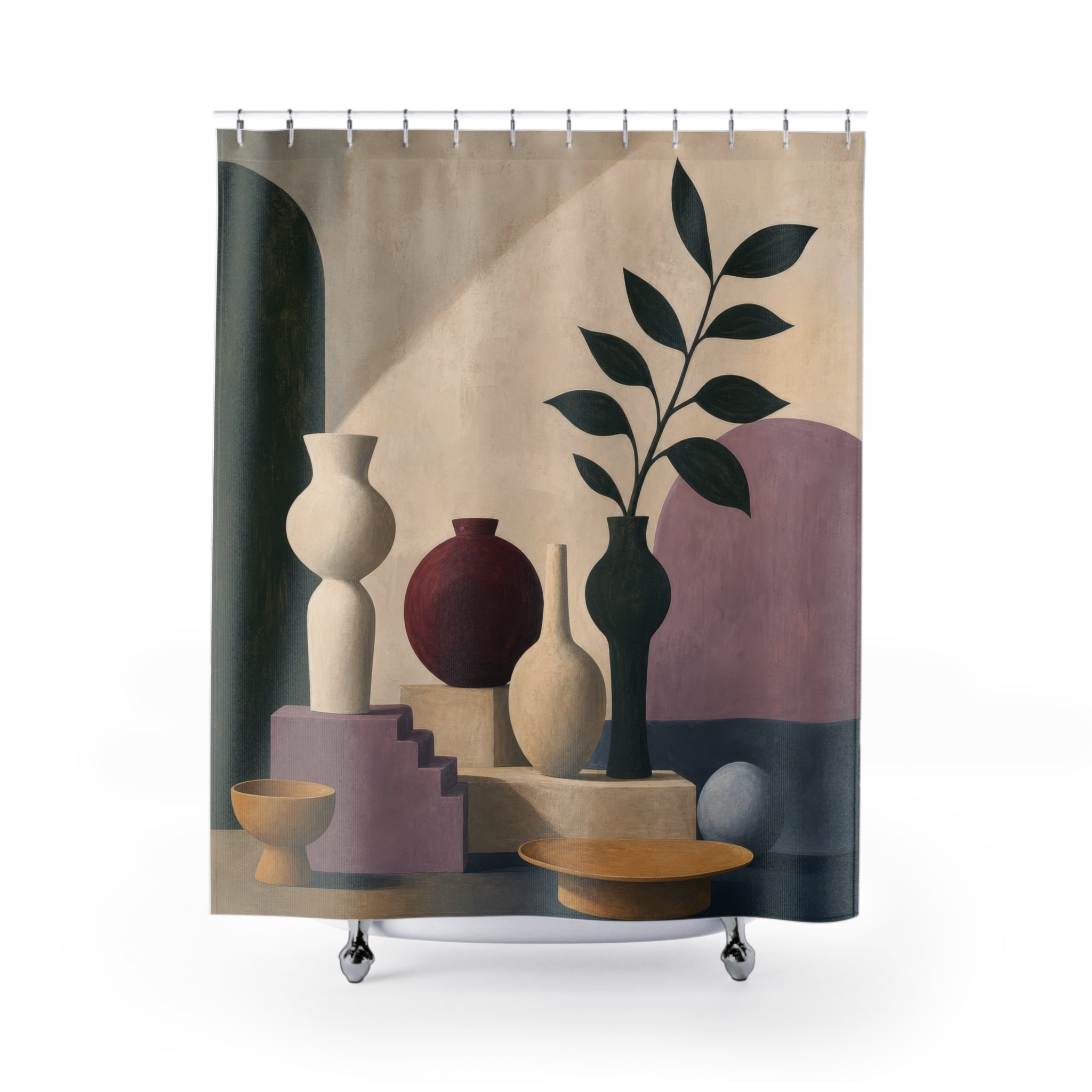 Sculptural Still Life Mid Century Modern Shower Curtain