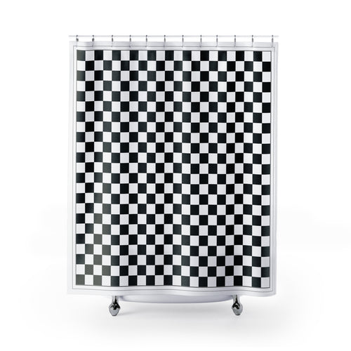 Black and White Buffalo Check Border Shower Curtain