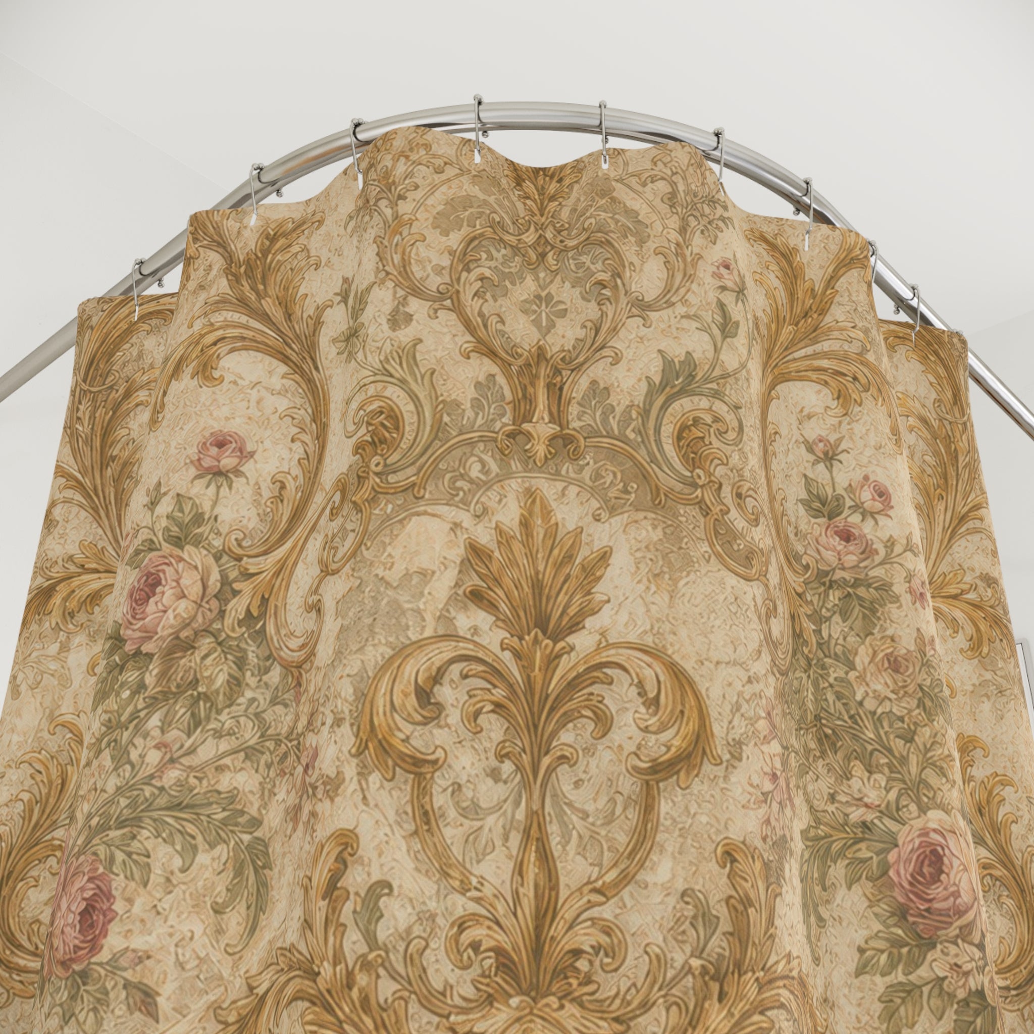 Ivory Gold Filigree Shower Curtain