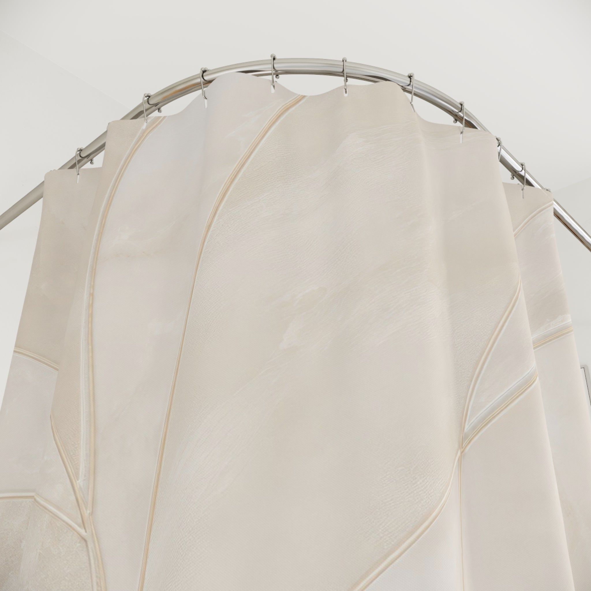 Leaf Shower Curtain, Cream Botanical Bath Decor, Beige Abstract Plant Pattern, Elegant Neutral Guest Bathroom Decor, Soft Modern Style