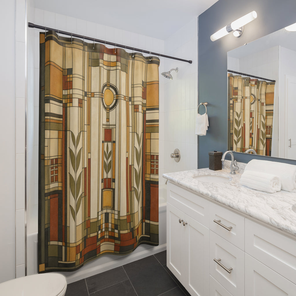 Prairie Glass Frank Lloyd Wright Inspired Shower Curtain