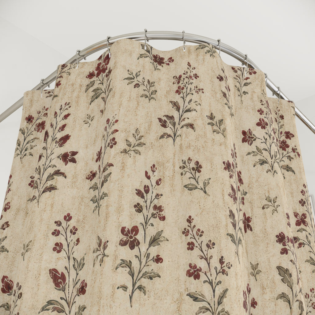 Vintage Farmhouse Floral Cottage Cottagecore Beige Shower Curtain