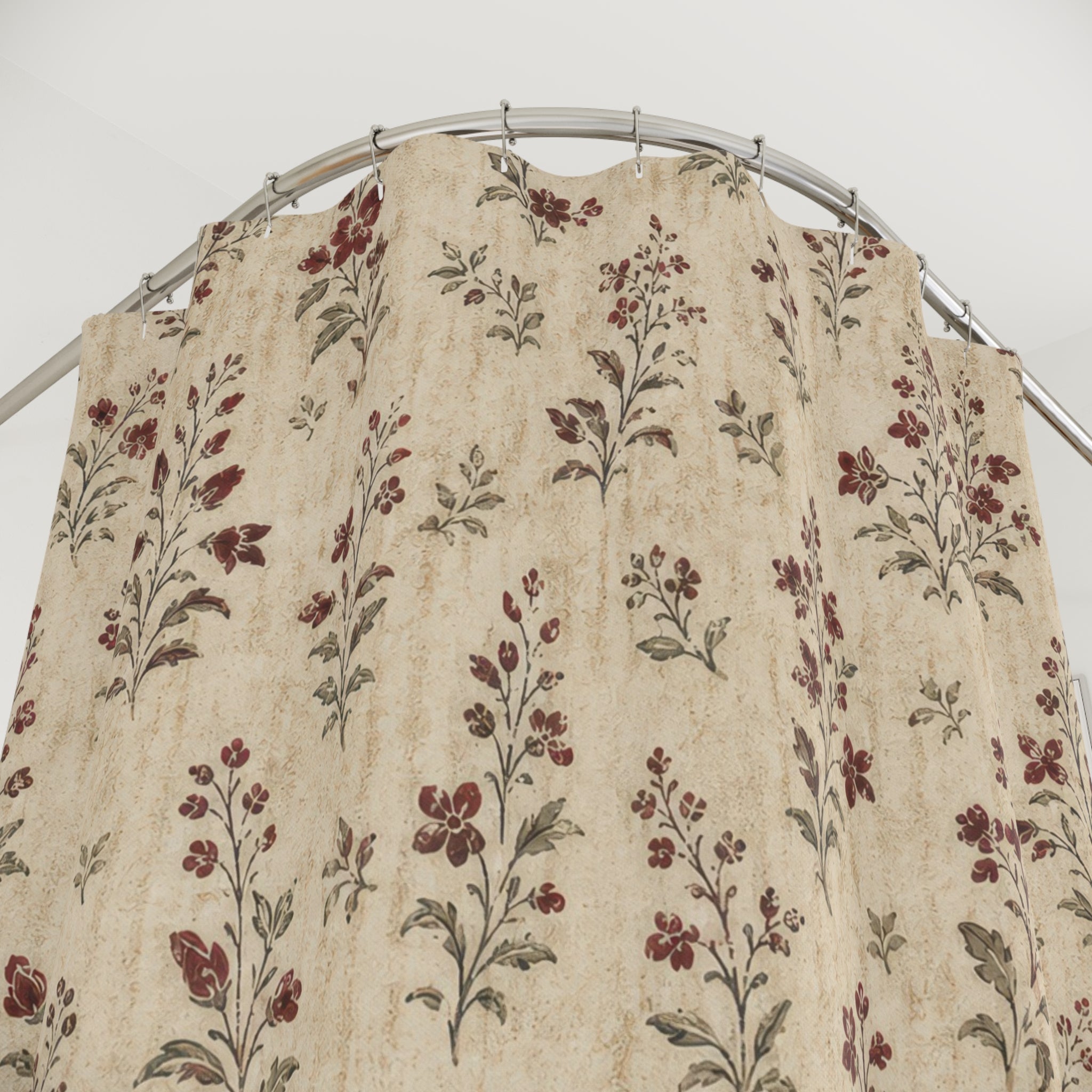 Vintage Farmhouse Floral Cottage Cottagecore Beige Shower Curtain