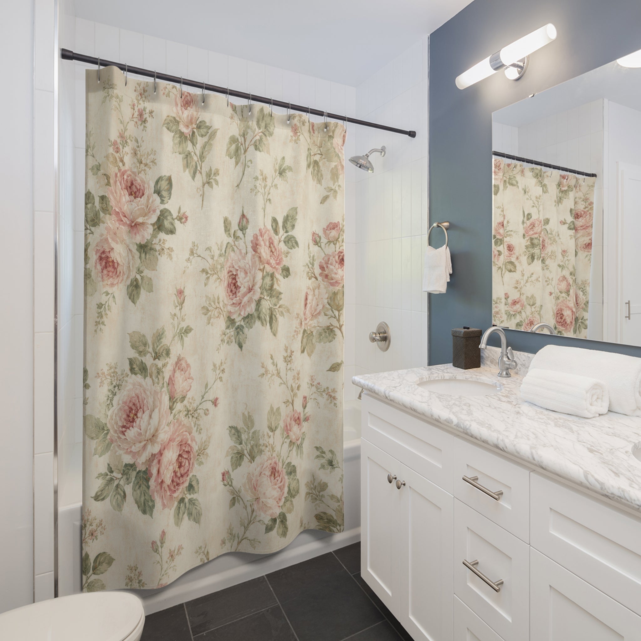 Pink Rose Cottage Shower Curtain
