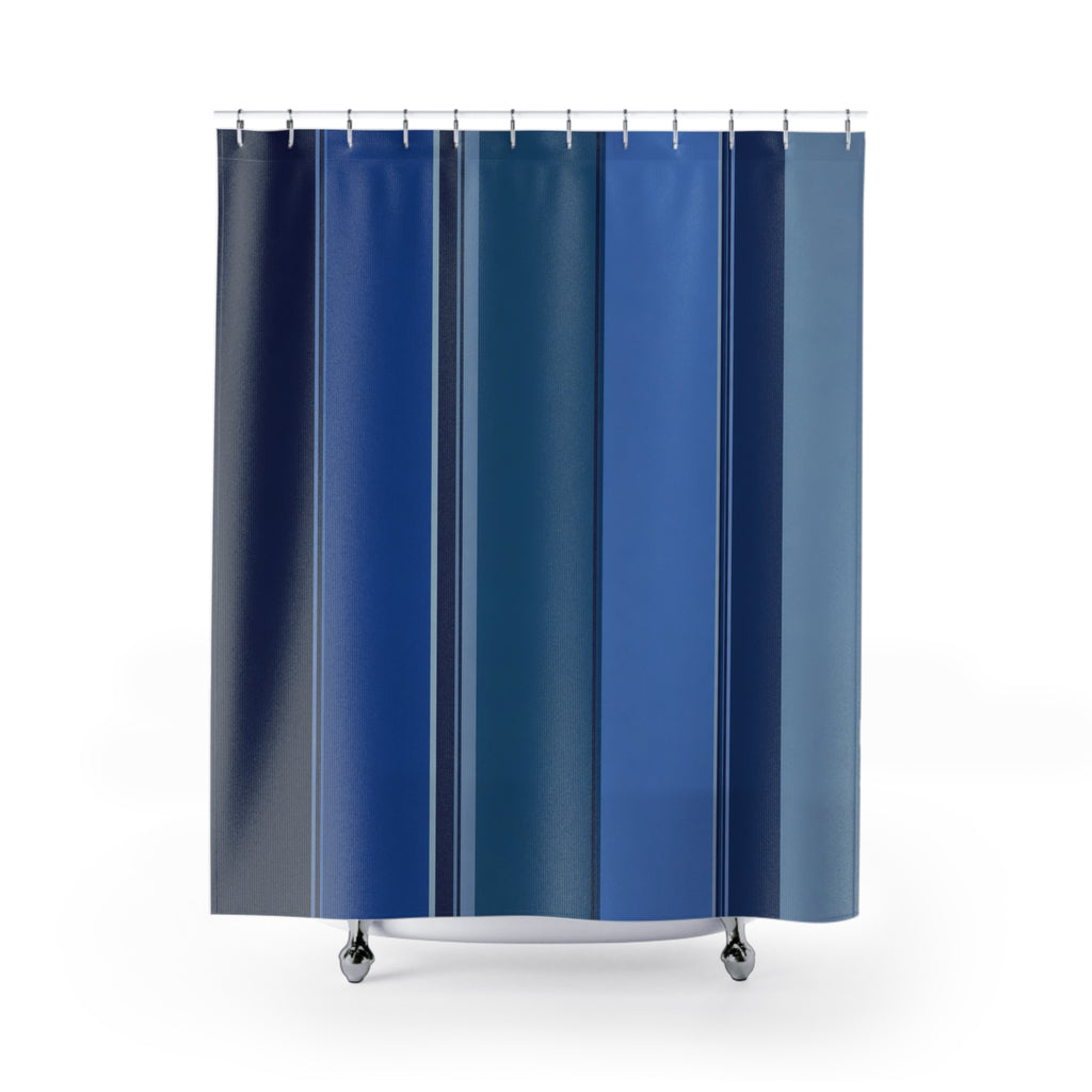 Cobalt Navy Color Block Stripe Shower Curtain