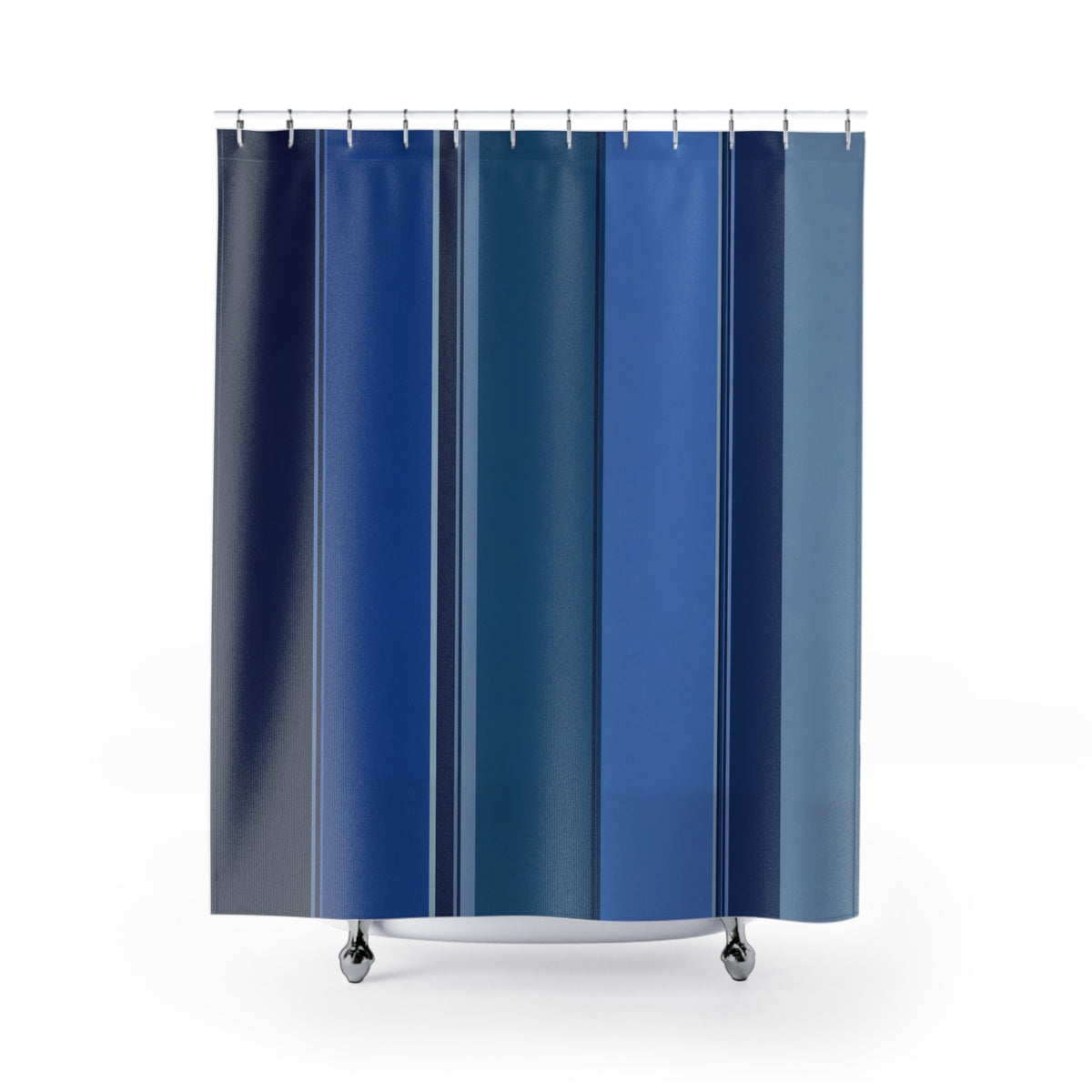 Cobalt Navy Color Block Stripe Shower Curtain
