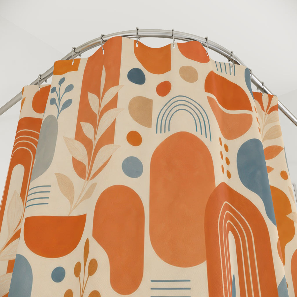 Orange Mid Century Terracotta Shower Curtain