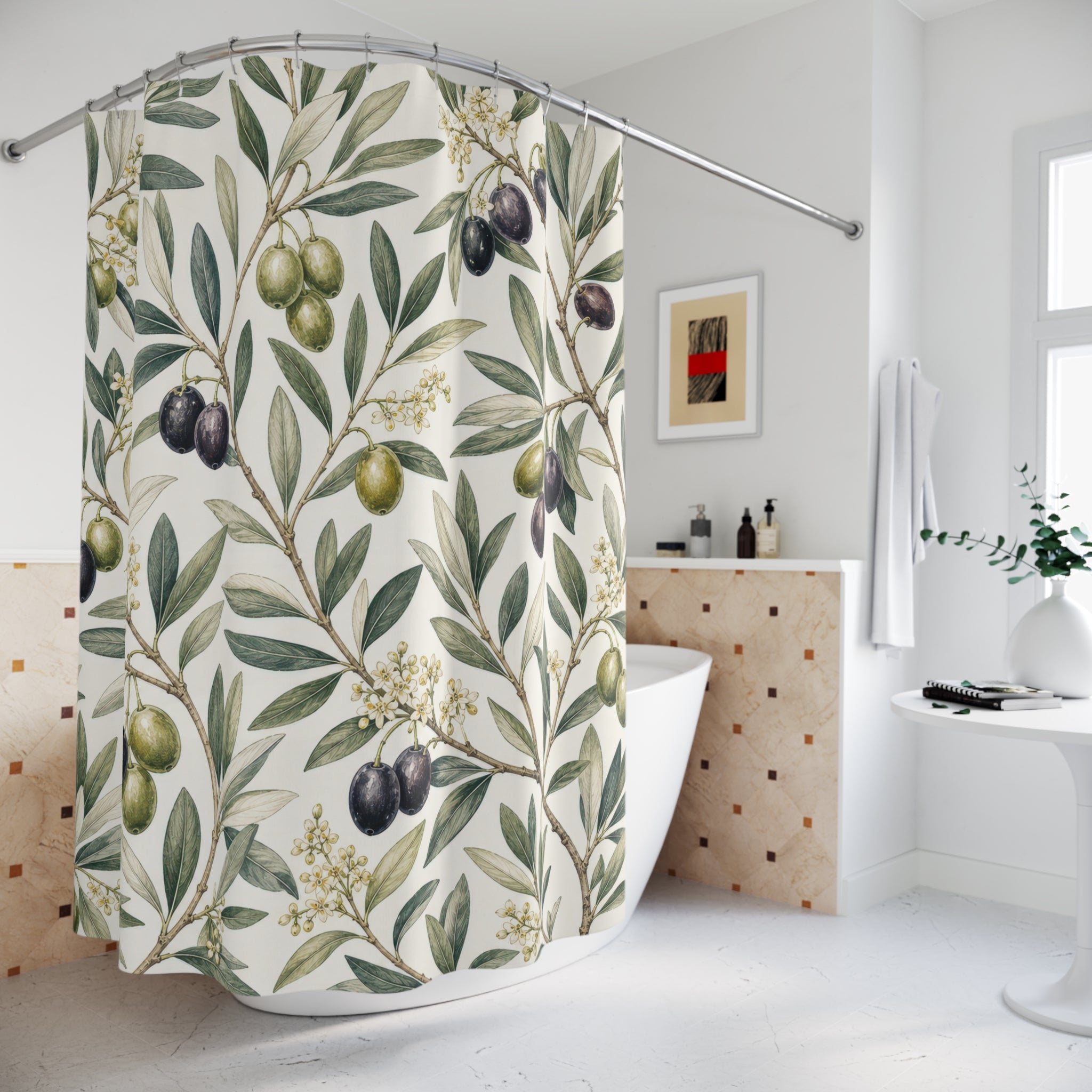 Olive Branch Botanical Plant Shower Curtain