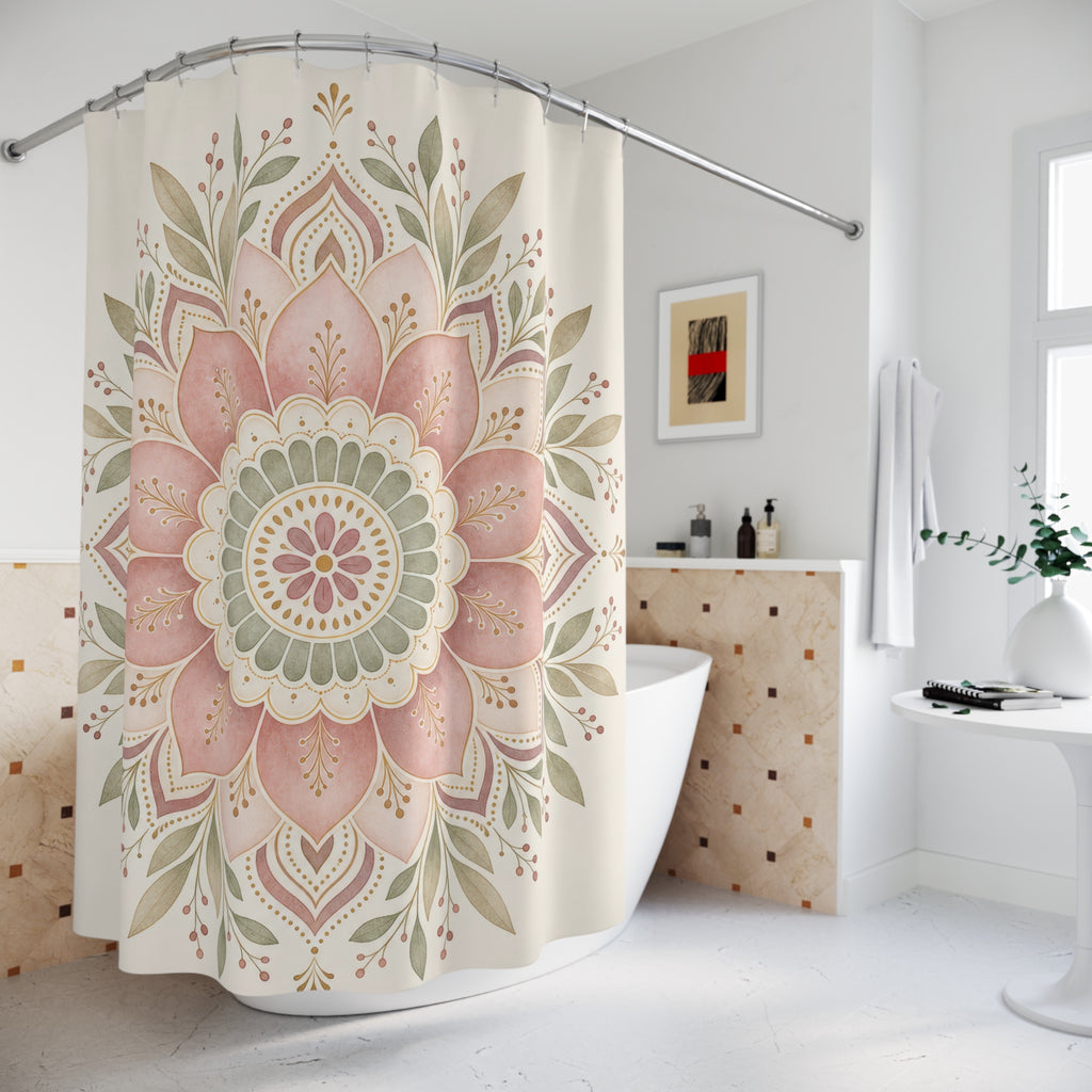 Blush Floral Medallion Shower Curtain