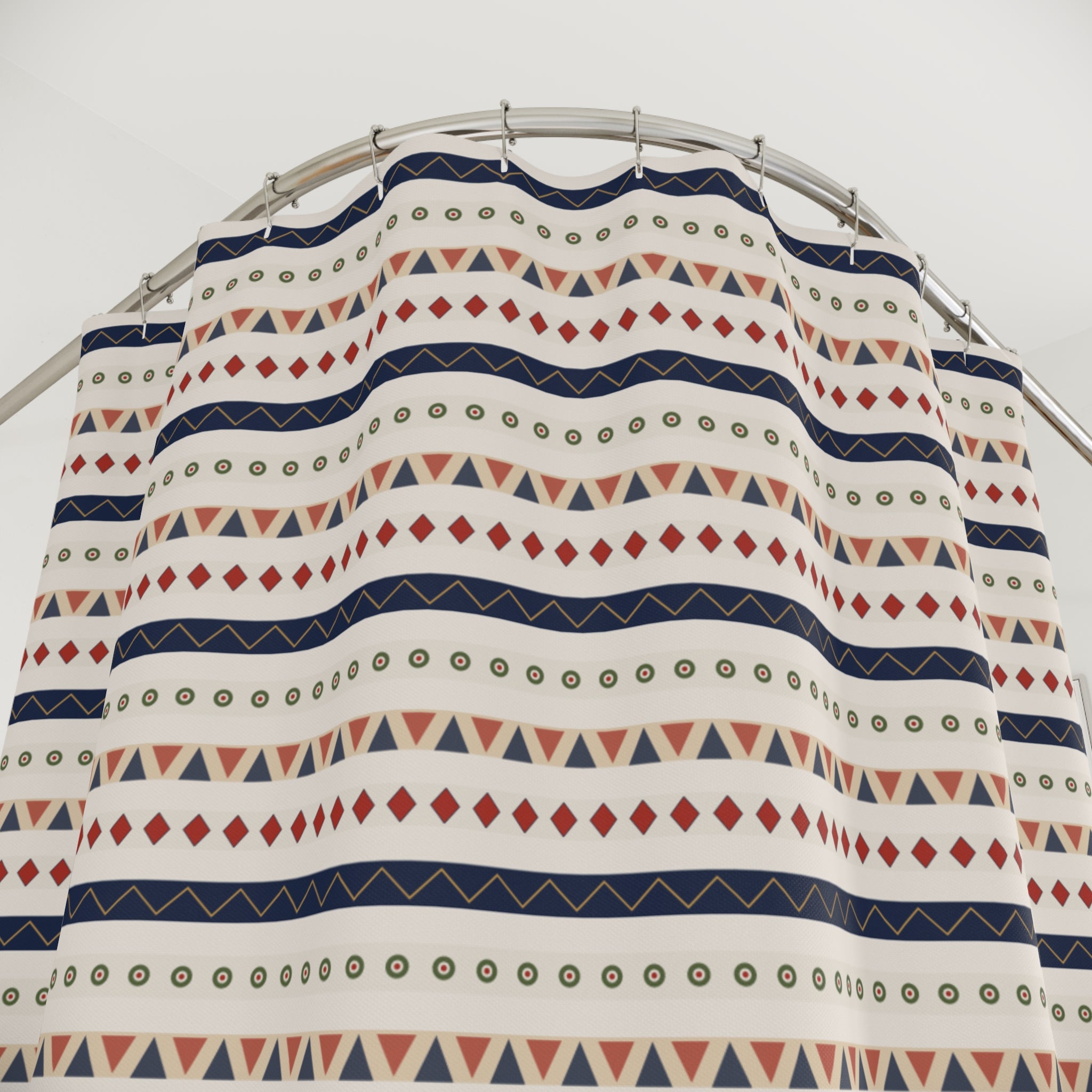Folk Art Border Band Shower Curtain – Americana Stripe