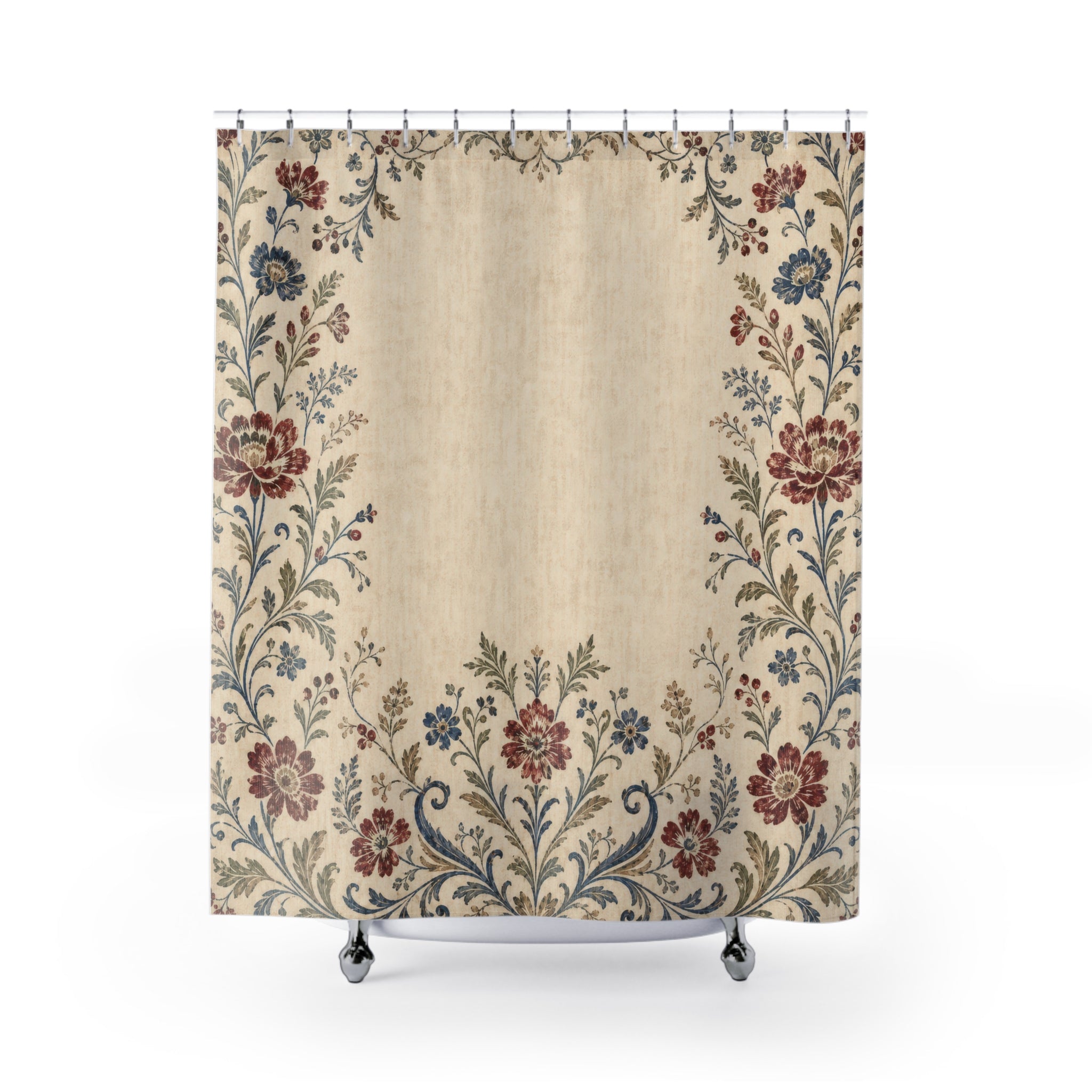 Farmhouse Border Vintage Floral Shower Curtain